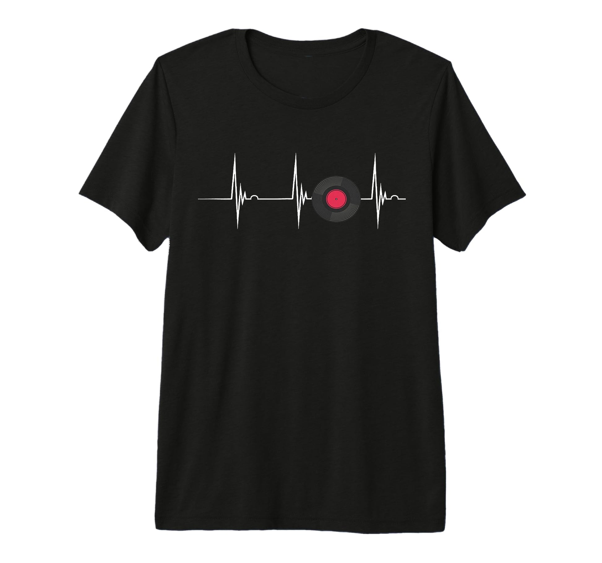 Vinyl Turntable Heartbeat Ecg Pulse T-Shirt - Minimalist Print Men Women - T-Shirt, Sweatshirt, Hoodie