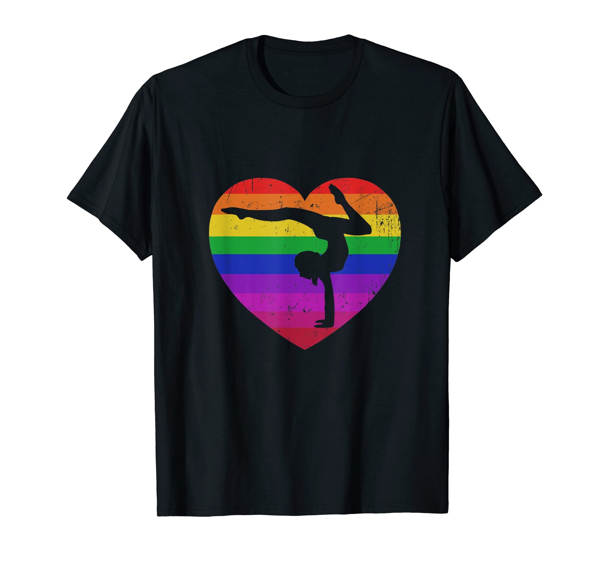 Acro Dance Heart Shape Rainbow T-Shirt - Novelty Apparel for Adults - T-Shirt, Sweatshirt, Hoodie