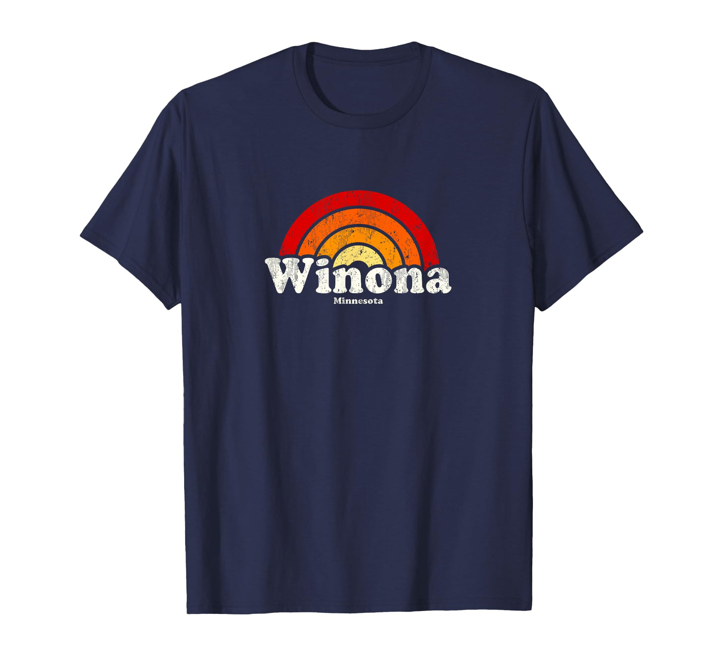 Winona Minnesota Mn 70S Rainbow T-Shirt - Trendy Graphic for Adults - T-Shirt, Sweatshirt, Hoodie
