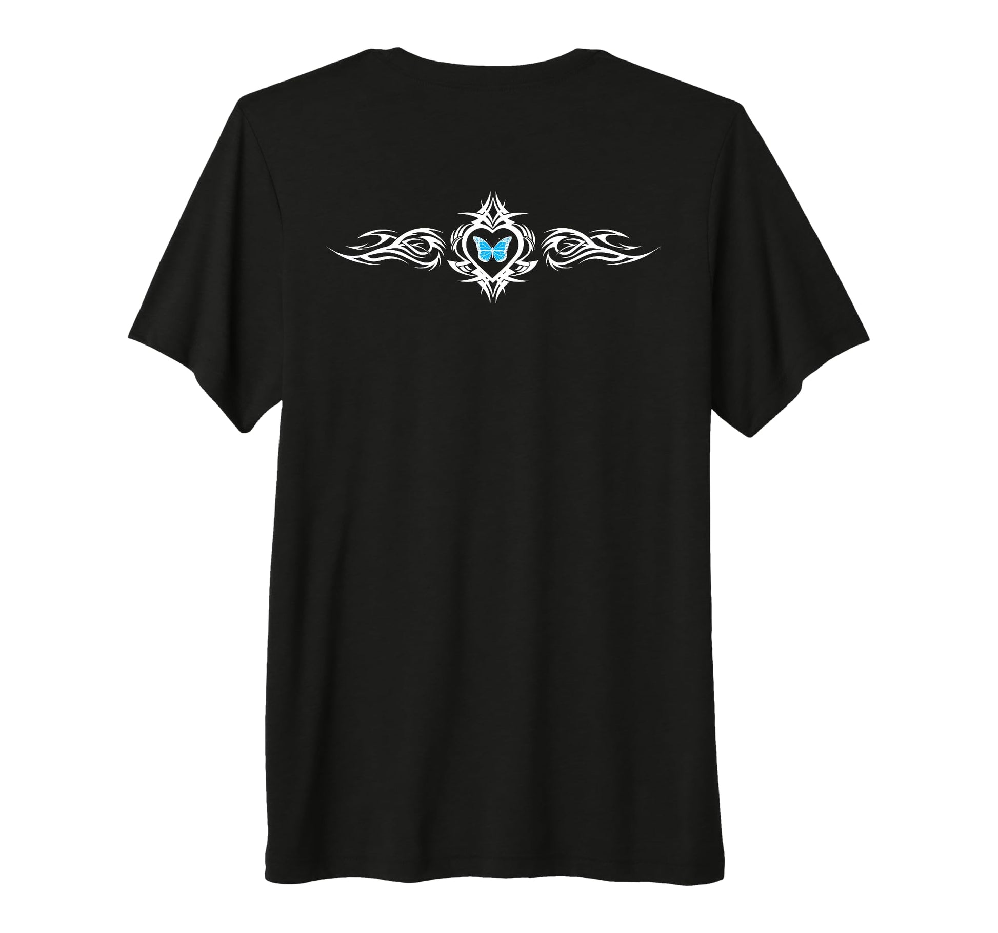 Butterfly Heart Tattoo Blue Y2K T-Shirt - Minimalist Print for Adults - T-Shirt, Sweatshirt, Hoodie