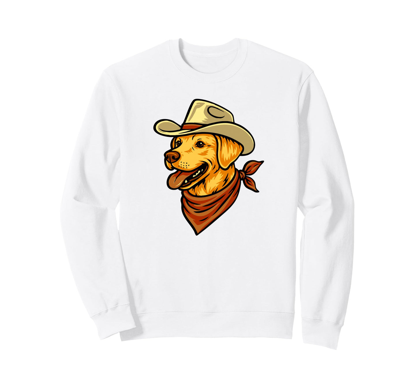 Funny Cowboy Yellow Lab Drawing Sweatshirt - Minimalist Print for Adults - T-Shirt, Sweatshirt, Hoodie