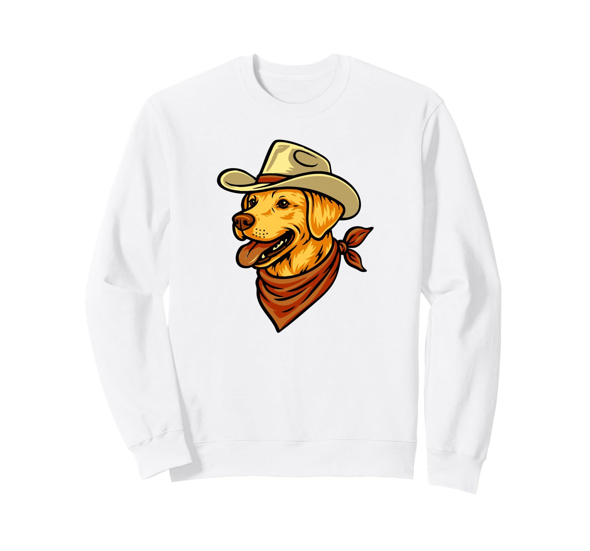 Funny Cowboy Yellow Lab Drawing Sweatshirt - Minimalist Print for Adults - T-Shirt, Sweatshirt, Hoodie
