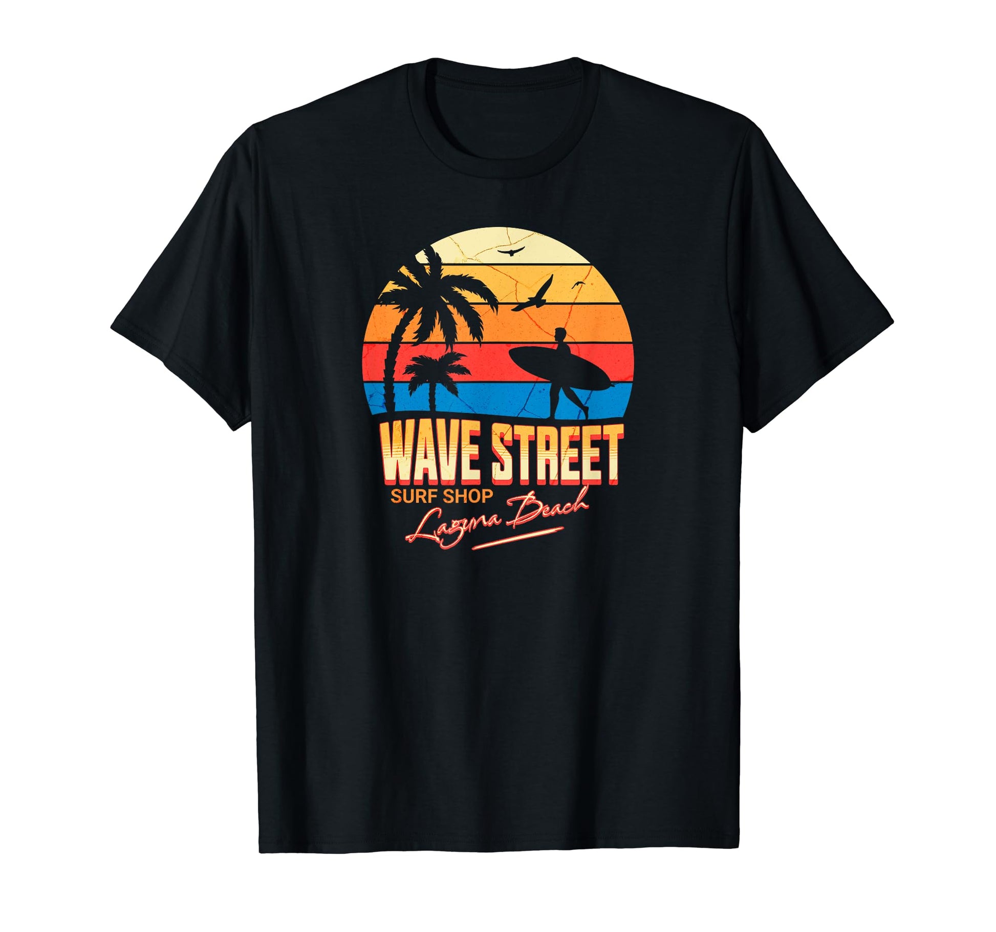 Wave Street Surf Shop Sunset Surf T-Shirt - Fun Novelty Design Men Women - T-Shirt, Sweatshirt, Hoodie