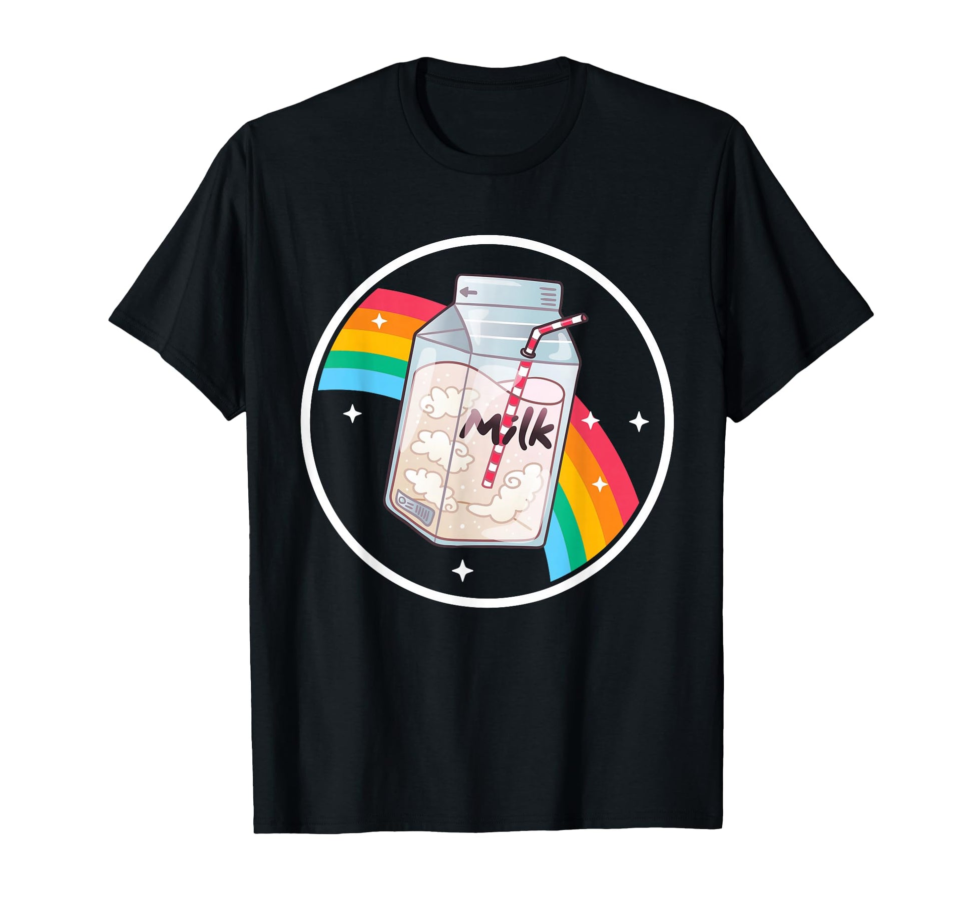 Milk Carton Kawaii Rainbow Anime T-Shirt - Minimalist Print for Adults - T-Shirt, Sweatshirt, Hoodie