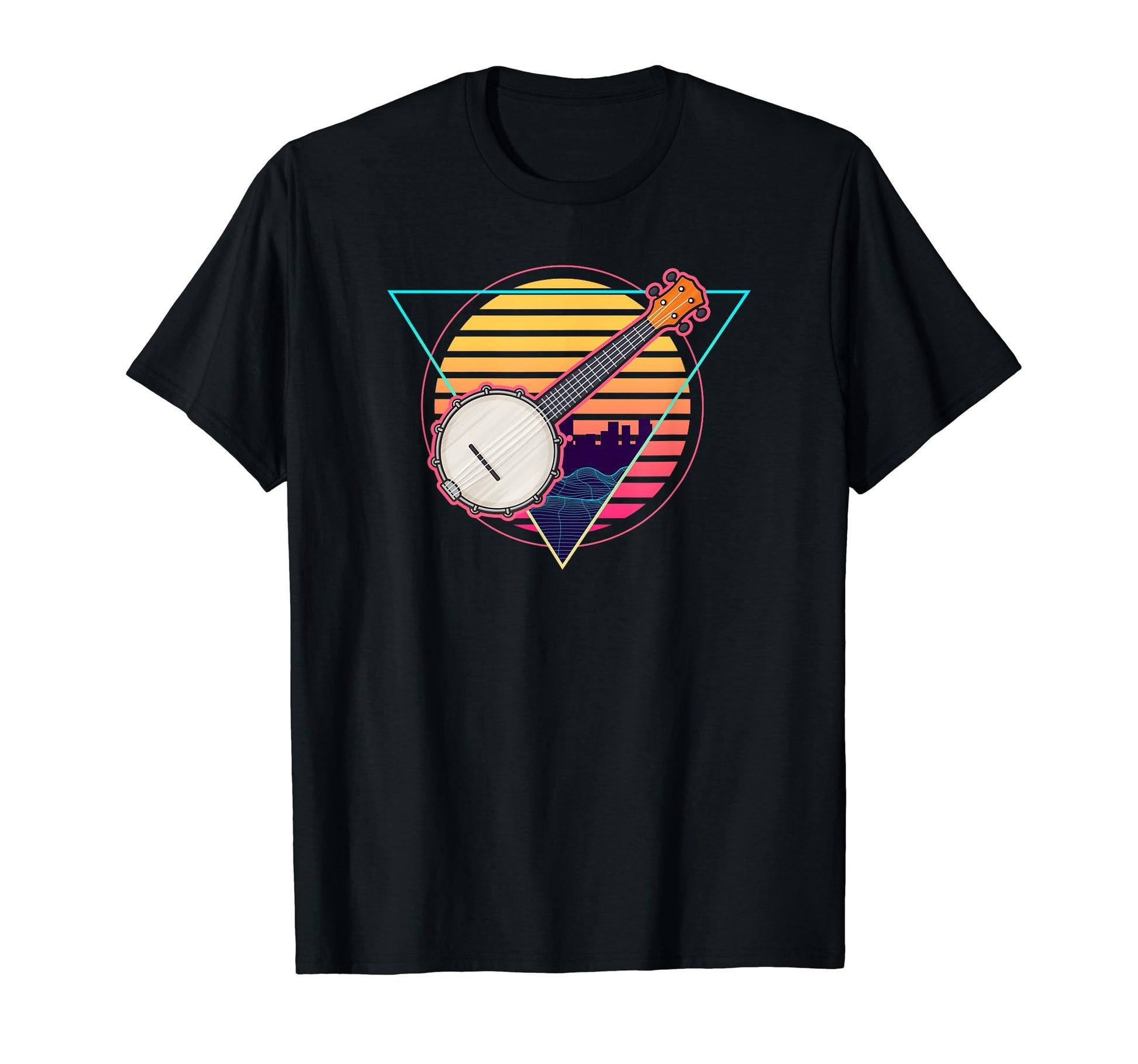 Futuristic Synthwave Vaporwave Banjo T-Shirt - Streetwear Style for Adults - T-Shirt, Sweatshirt, Hoodie