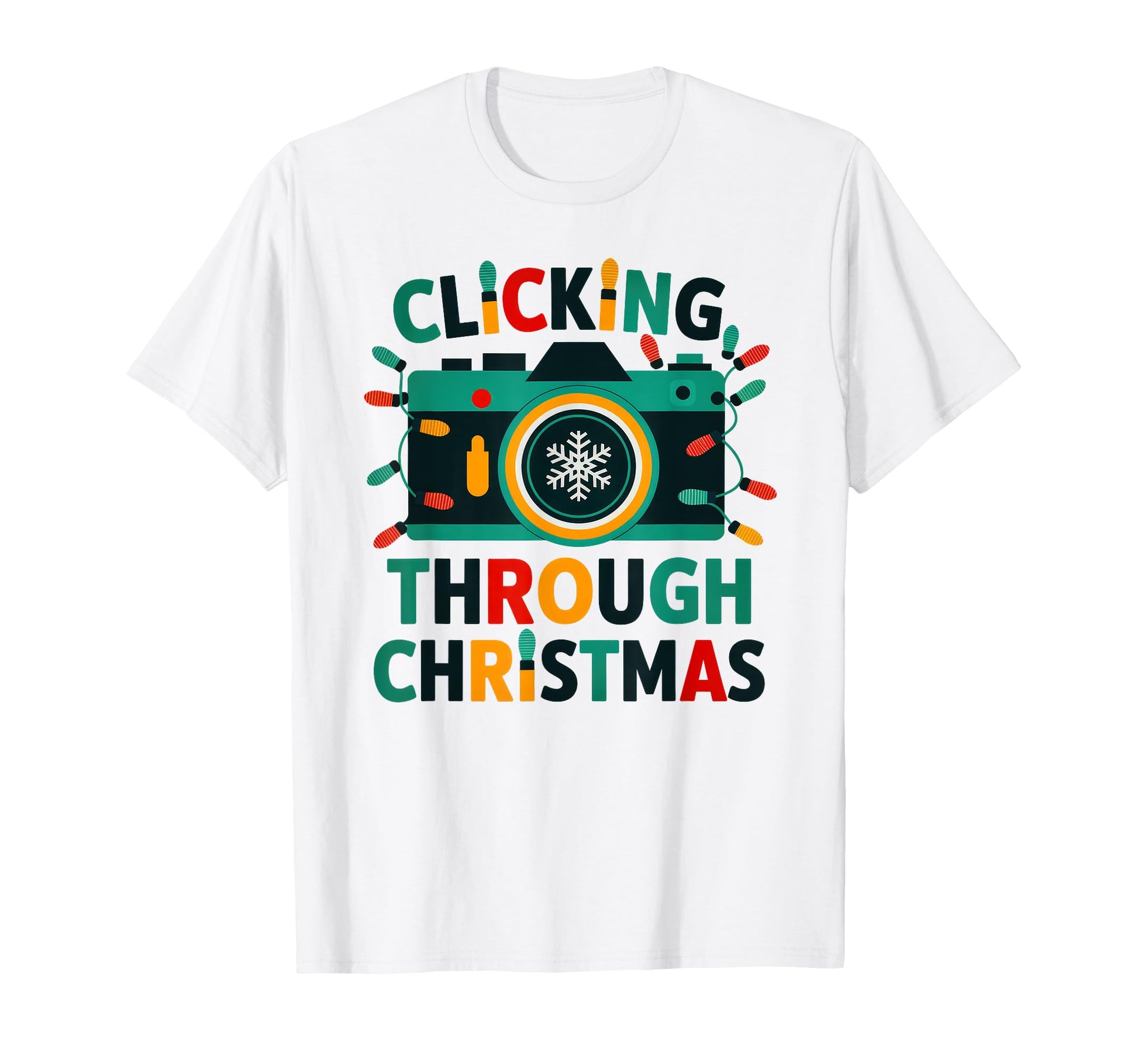 Clicking Through Camera Holiday Light T-Shirt - Trendy Graphic for Adults - T-Shirt, Sweatshirt, Hoodie