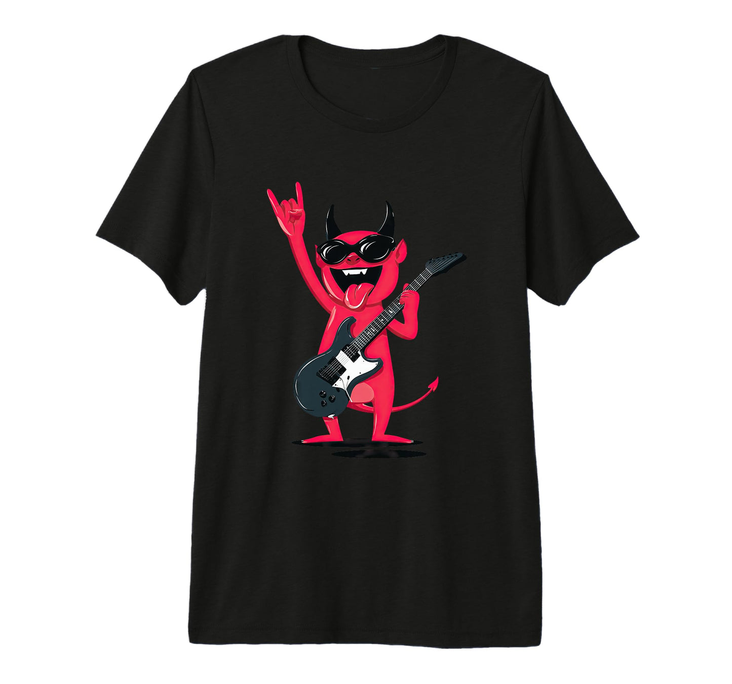 Funny Cartoon Devil Rock Music Guitar T-Shirt - Novelty Apparel Unisex - T-Shirt, Sweatshirt, Hoodie