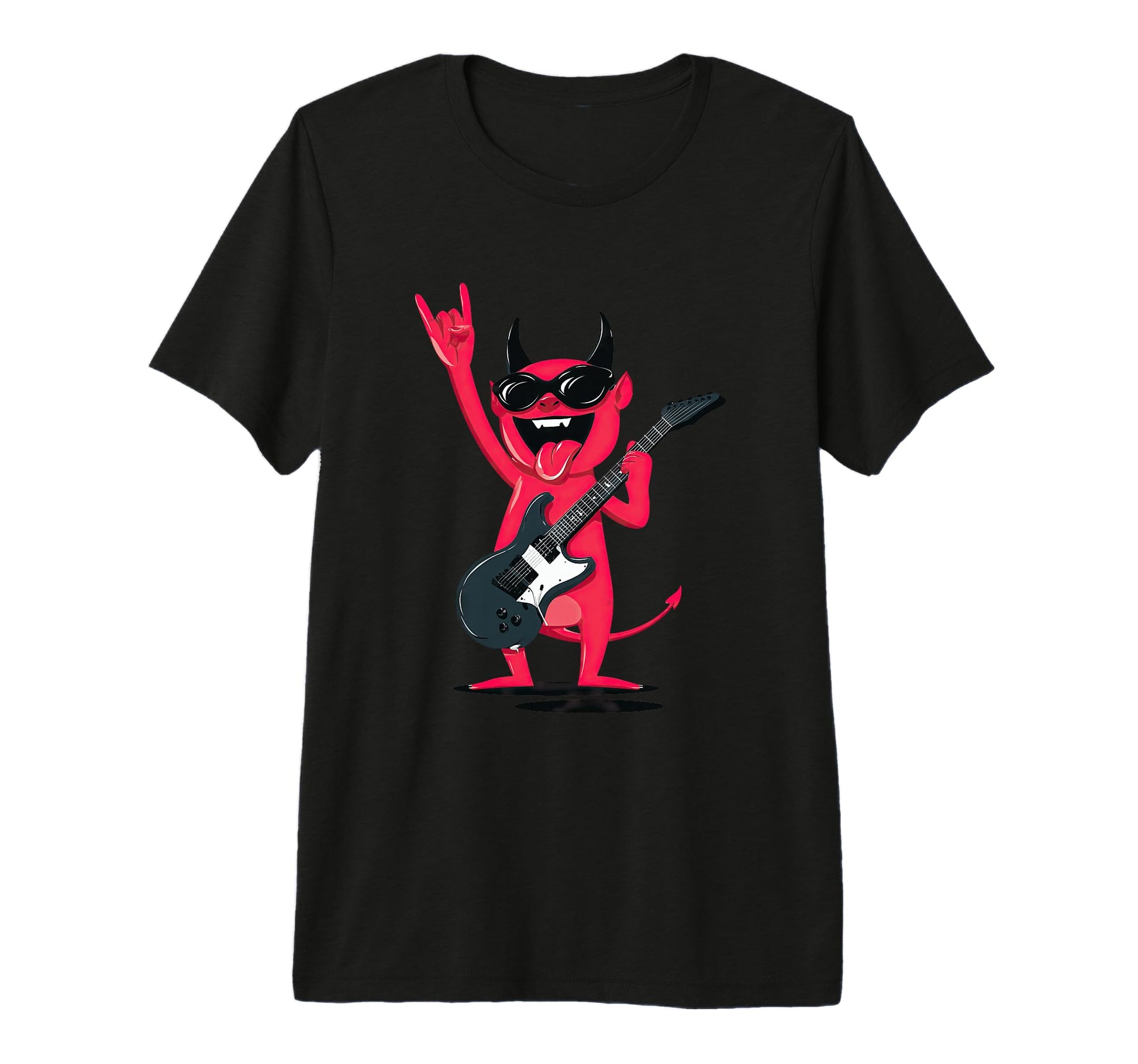 Funny Cartoon Devil Rock Music Guitar T-Shirt - Novelty Apparel Unisex - T-Shirt, Sweatshirt, Hoodie