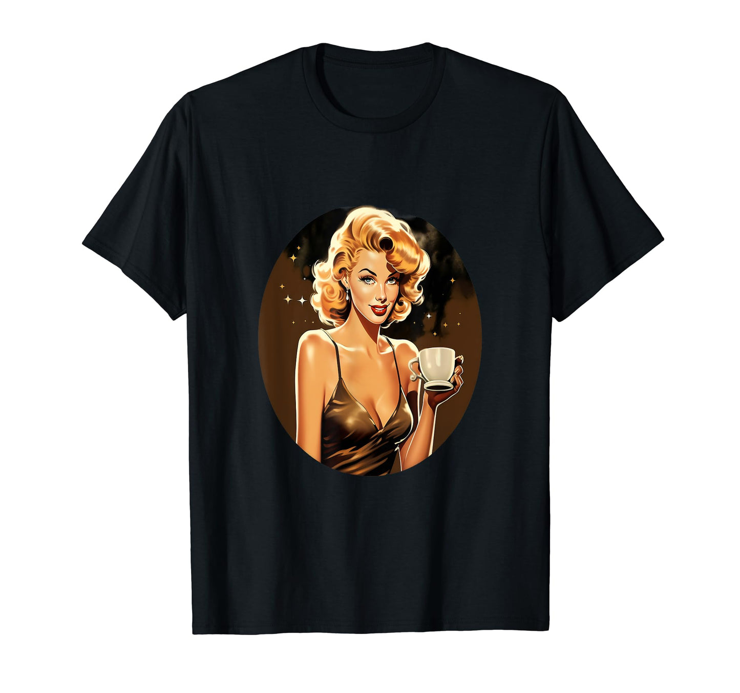 Pinup Coffee Drinking Coffee Lover T-Shirt - Fun Novelty Design Men Women - T-Shirt, Sweatshirt, Hoodie