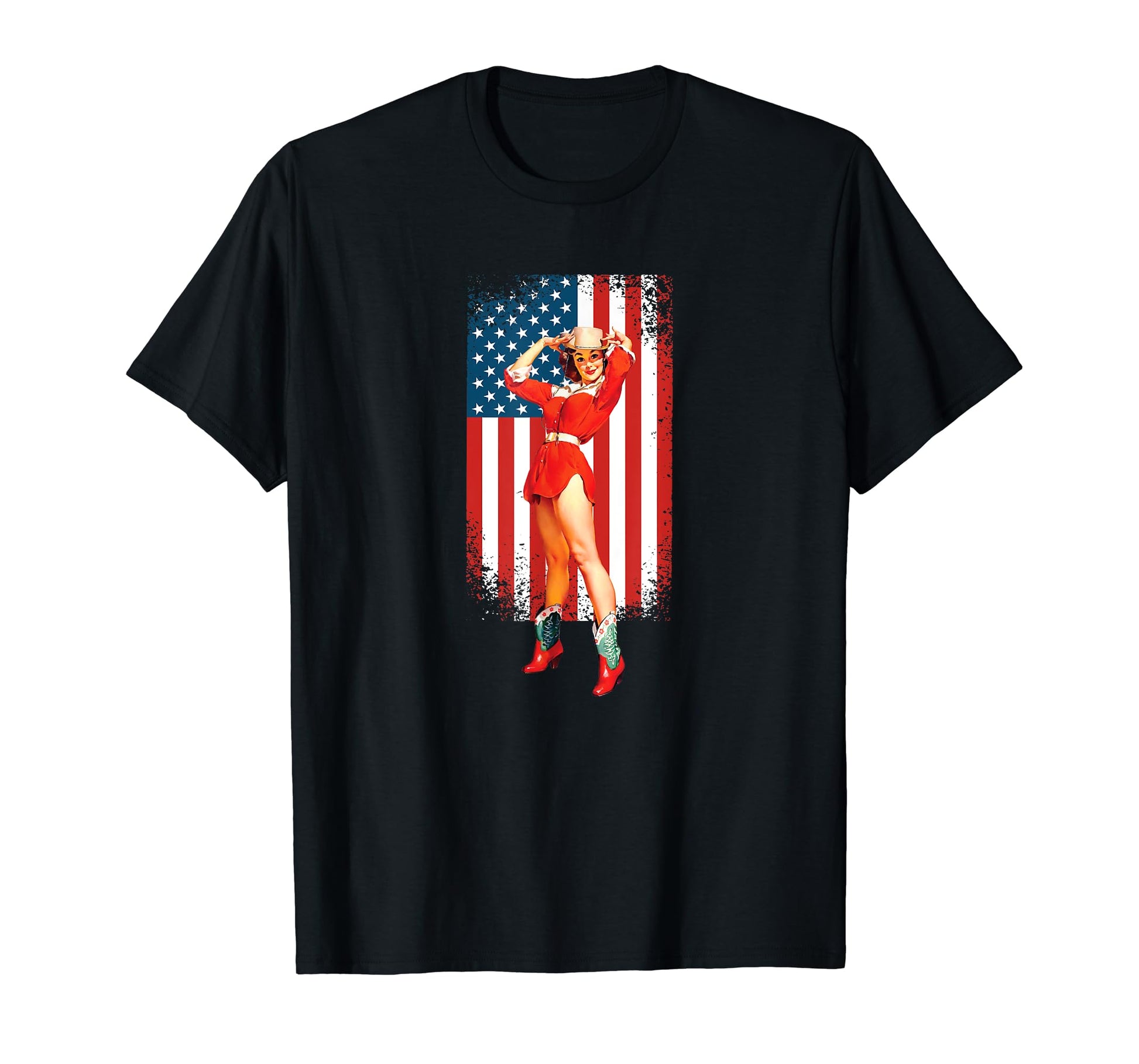 Patriotic Sexy Pinup T-Shirt - Custom Art Print Unisex - T-Shirt, Sweatshirt, Hoodie