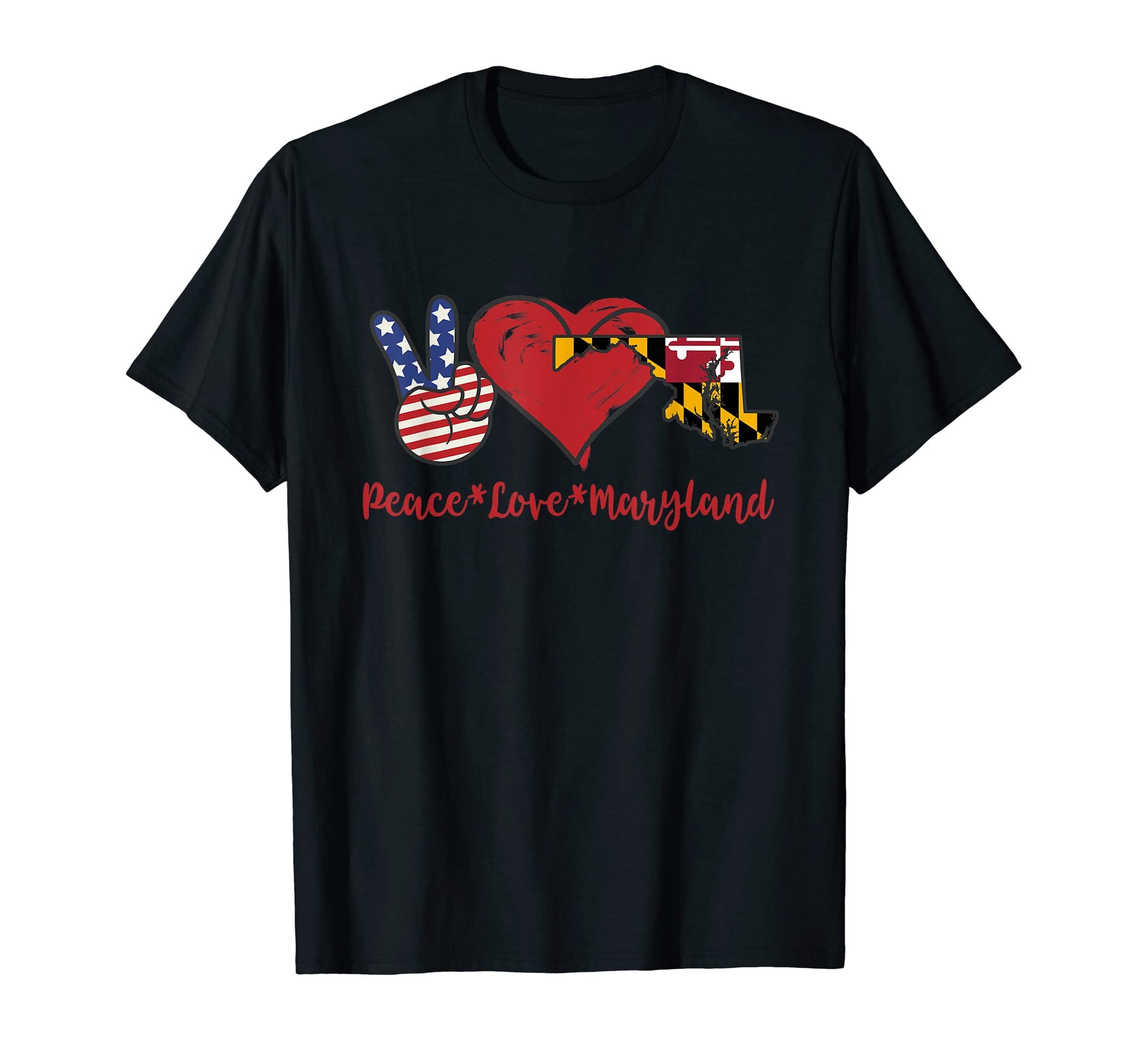 Peace Love Maryland T-Shirt - Trendy Graphic Men Women - T-Shirt, Sweatshirt, Hoodie