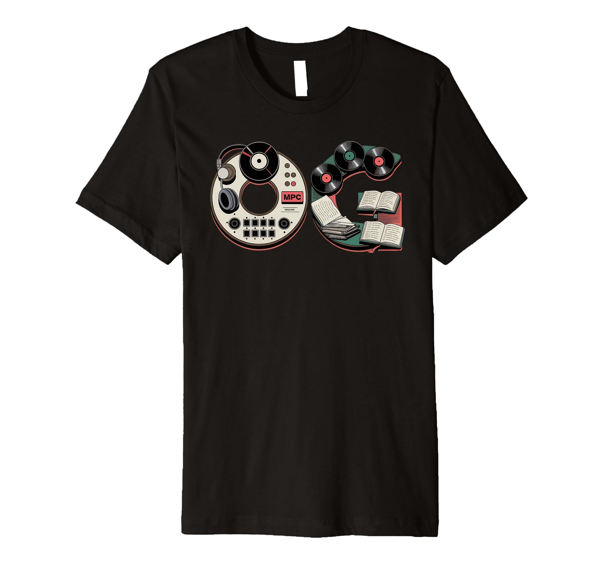 Old School Og Hip Hop Vinyl Cds Tapes T-Shirt - Novelty Apparel for Adults - T-Shirt, Sweatshirt, Hoodie