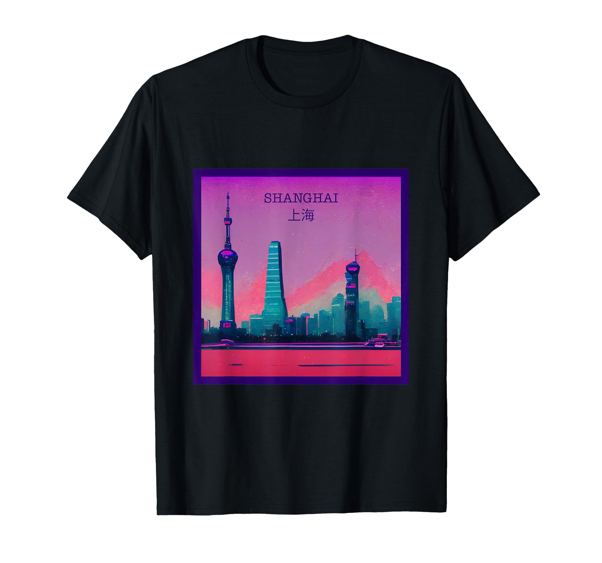 Vaporwave City Shanghai Purple Trend T-Shirt - Fun Novelty Design Unisex - T-Shirt, Sweatshirt, Hoodie