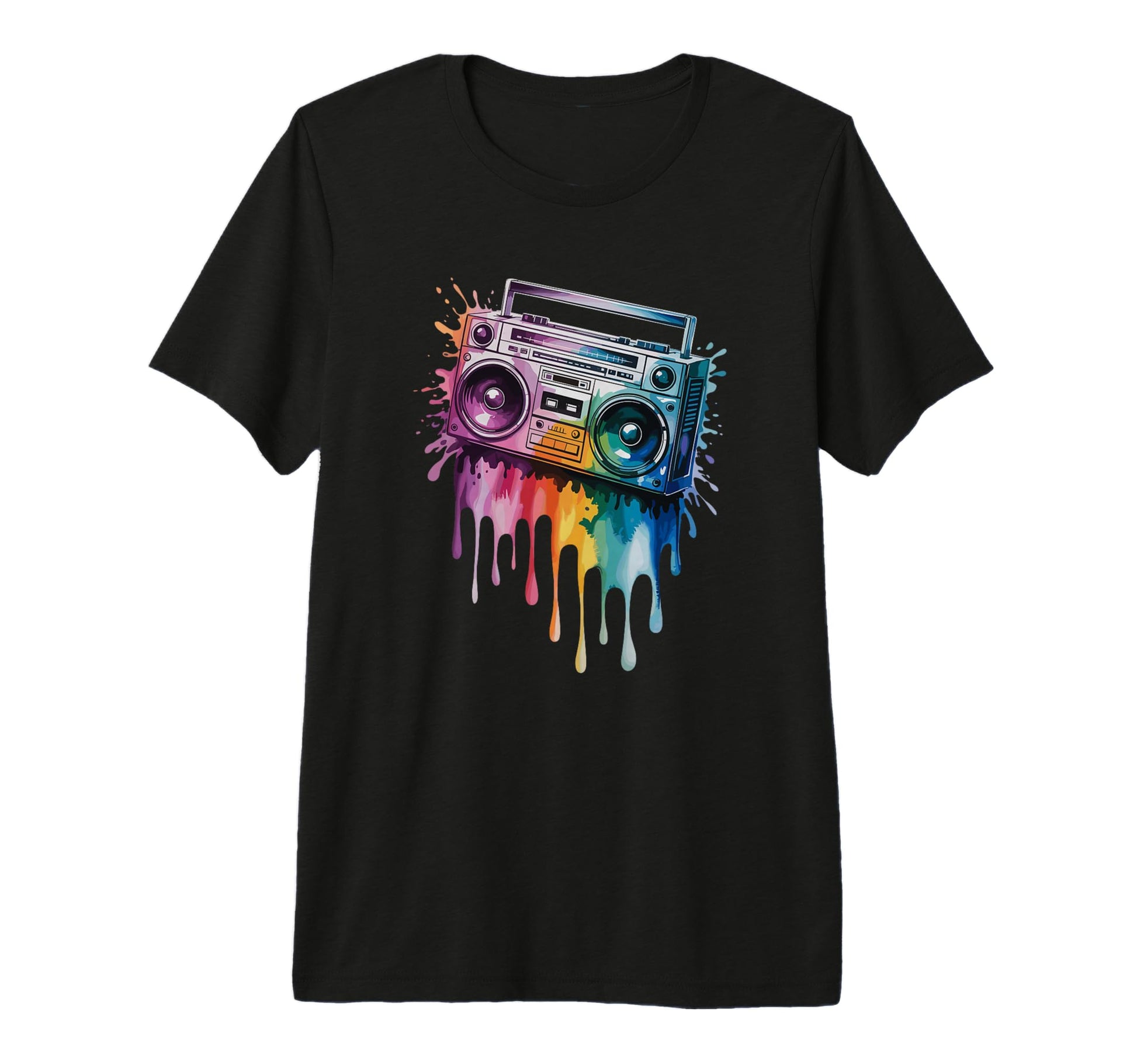Splash Art Boombox Old School 80S Music T-Shirt - Custom Art Print Unisex - T-Shirt, Sweatshirt, Hoodie