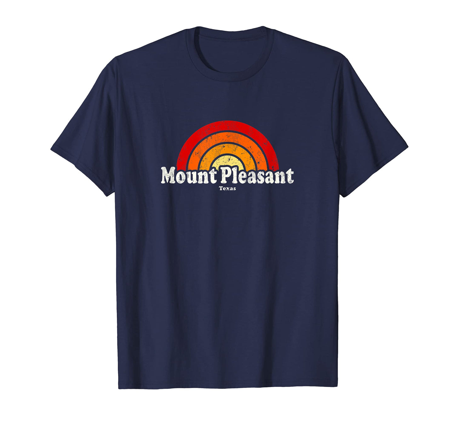 Mount Pleasant Texas Tx 70S Rainbow T-Shirt - Unique Graphic for Adults - T-Shirt, Sweatshirt, Hoodie