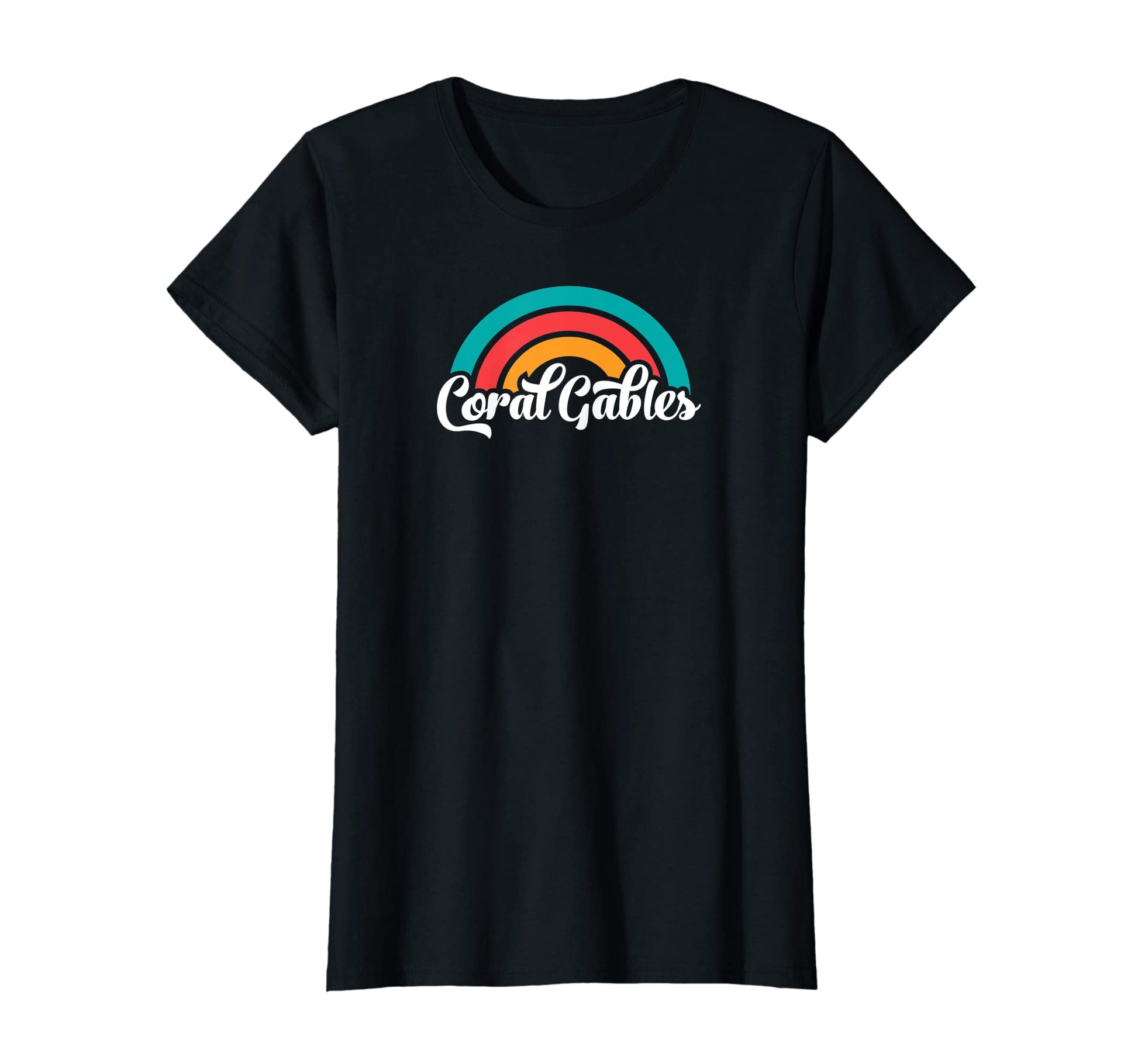 Womens Coral Gables Fl Script Rainbow T-Shirt - Novelty Apparel Men Women - T-Shirt, Sweatshirt, Hoodie