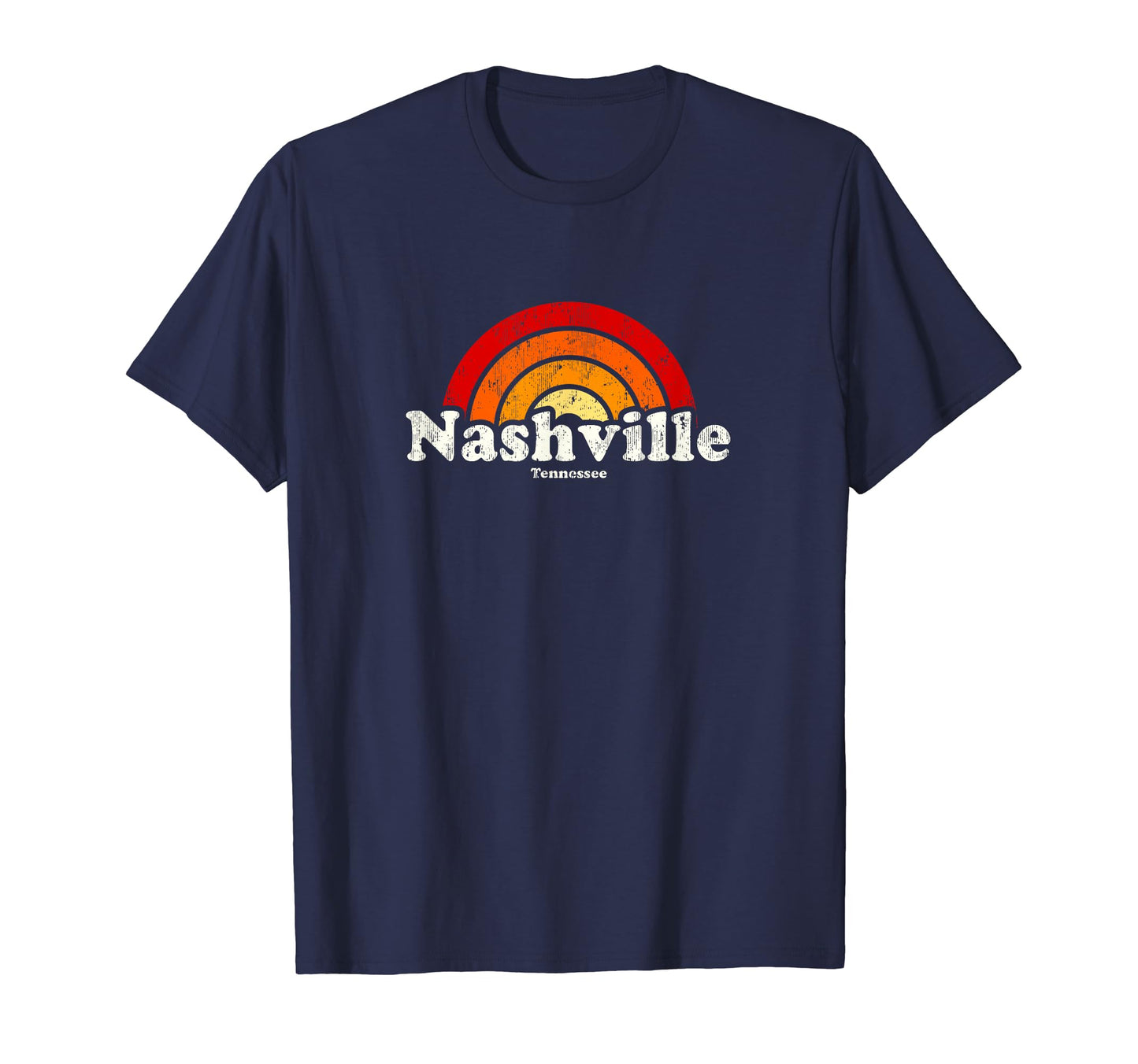 Nashville Tennessee Tn 70S Rainbow T-Shirt - Casual Everyday Wear Men Women - T-Shirt, Sweatshirt, Hoodie