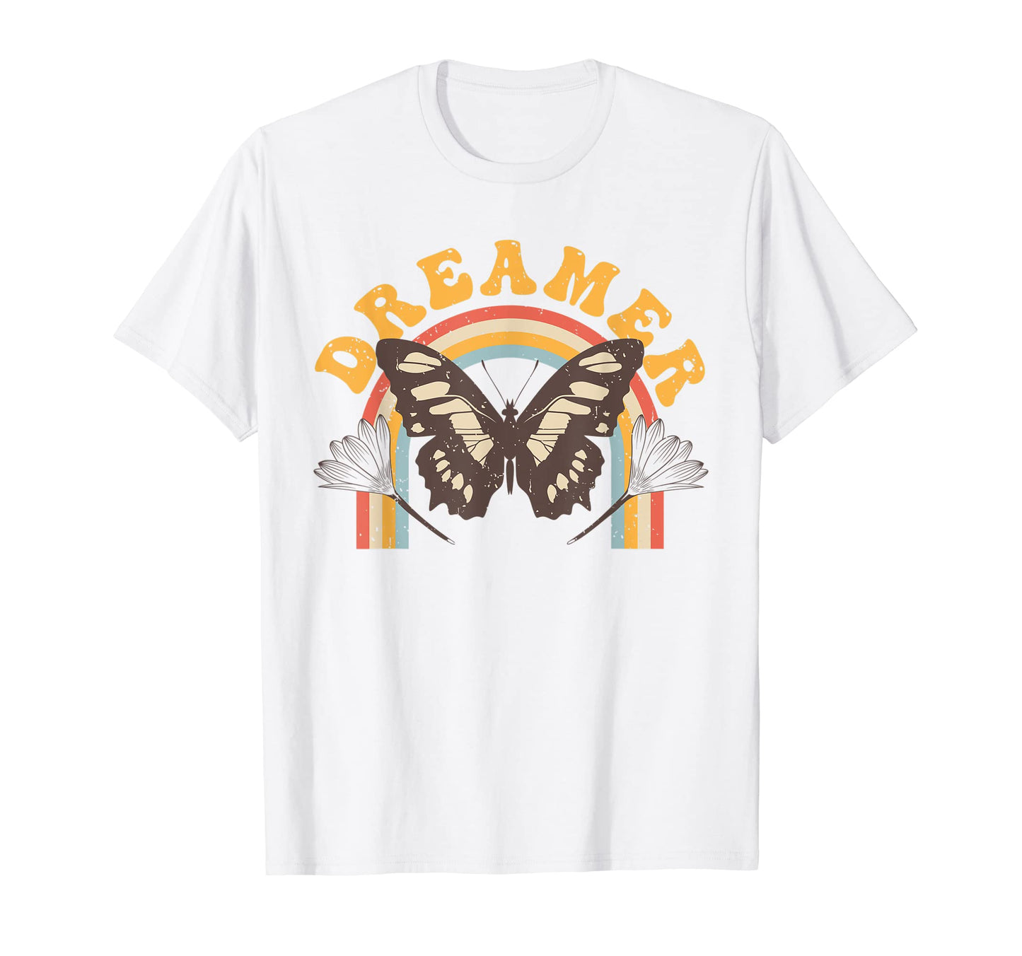 Butterfly Peace 70S Rainbow Flower T-Shirt - Unique Graphic Men Women - T-Shirt, Sweatshirt, Hoodie