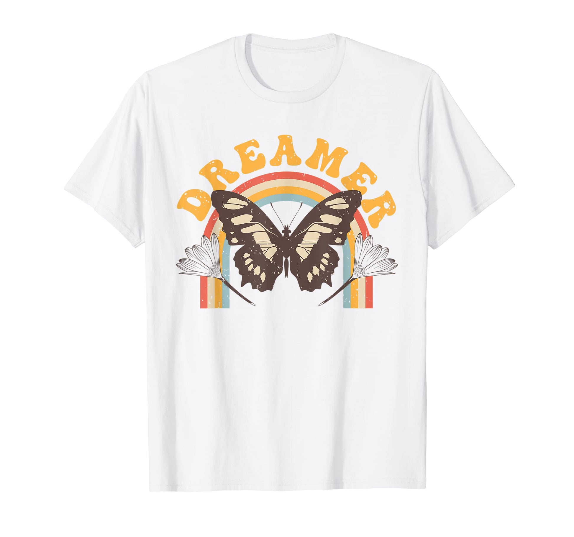 Butterfly Peace 70S Rainbow Flower T-Shirt - Unique Graphic Men Women - T-Shirt, Sweatshirt, Hoodie