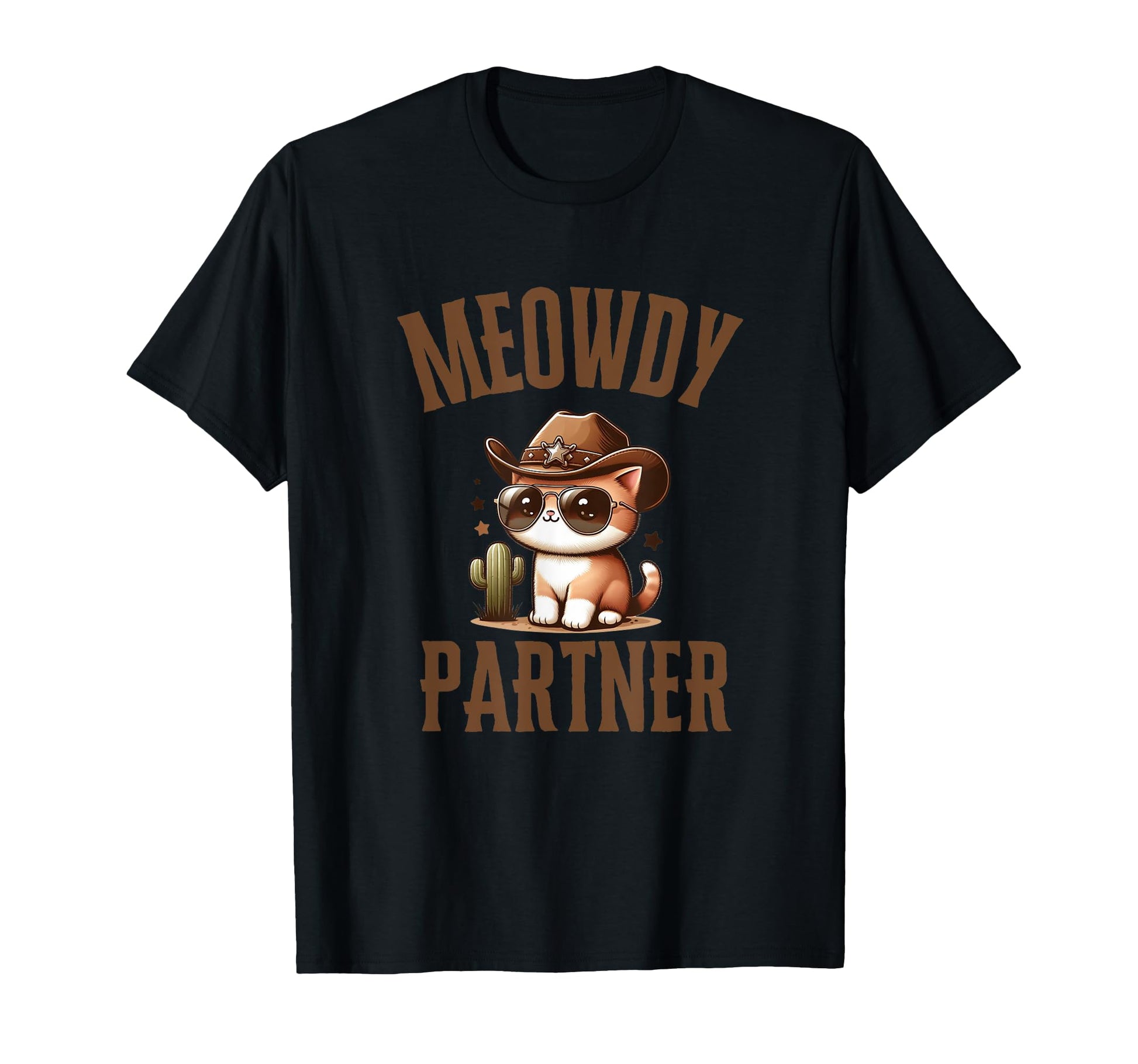 Meowdy Partner Cowboy Cat Western T-Shirt - Unique Graphic for Adults - T-Shirt, Sweatshirt, Hoodie