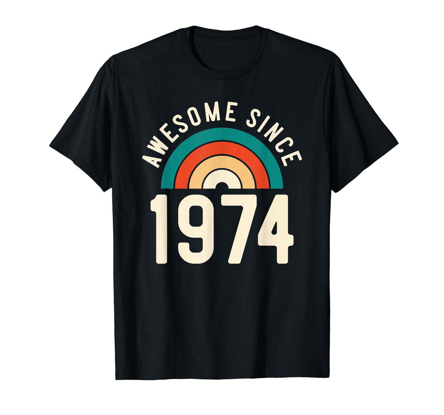 Awesome Since 1974 Rainbow 48Th T-Shirt - Trendy Graphic for Adults - T-Shirt, Sweatshirt, Hoodie