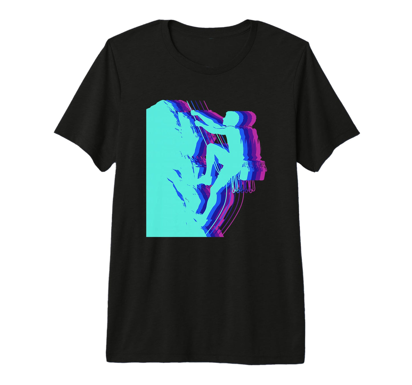 Glitch Art Rock Climber Silhouette T-Shirt - Casual Everyday Wear Unisex - T-Shirt, Sweatshirt, Hoodie