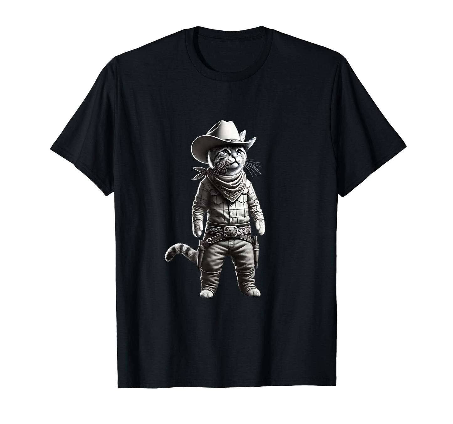 Meowdy Funny Cat Wearing Cowboy T-Shirt - Casual Everyday Wear for Adults - T-Shirt, Sweatshirt, Hoodie