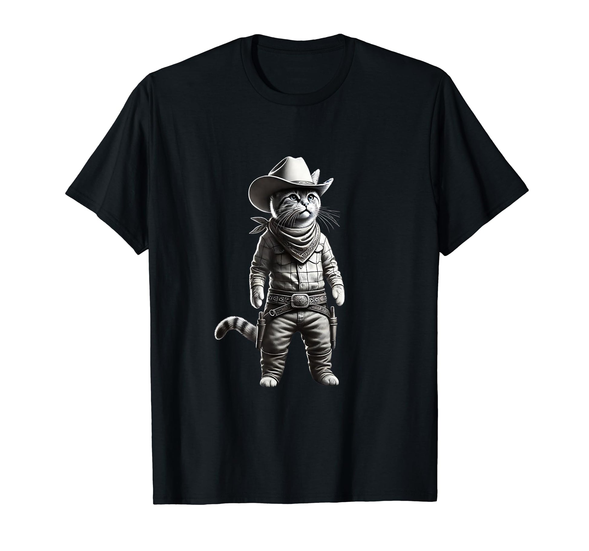 Meowdy Funny Cat Wearing Cowboy T-Shirt - Casual Everyday Wear for Adults - T-Shirt, Sweatshirt, Hoodie