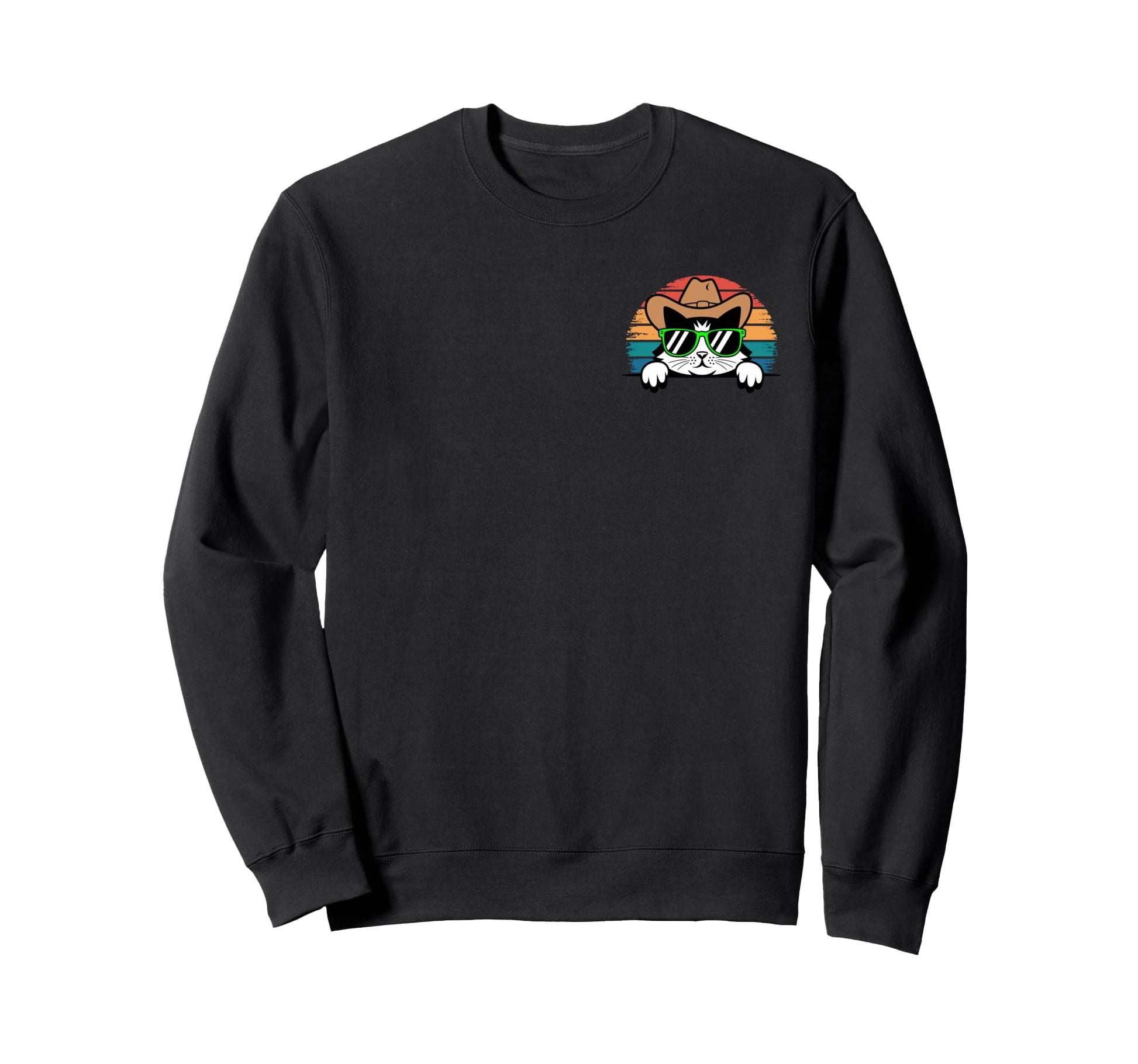 Cowboy Cat Lover Sunset Sunglasses Sweatshirt - Streetwear Style Unisex - T-Shirt, Sweatshirt, Hoodie