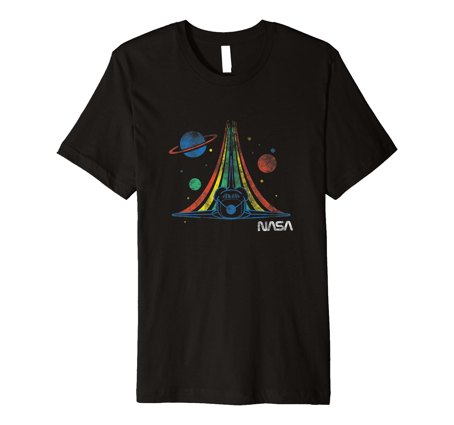 Nasa Space Shuttle Rainbow Stars Badge T-Shirt - Novelty Apparel Unisex - T-Shirt, Sweatshirt, Hoodie
