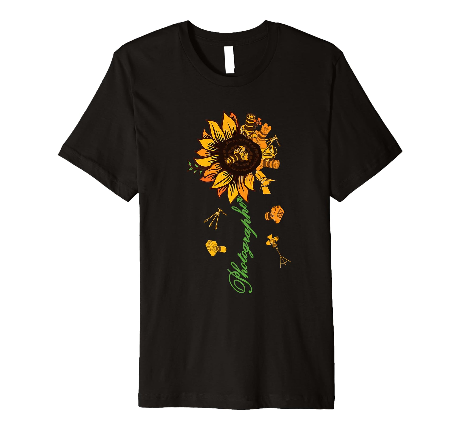 Funny Sunflower Photographer Camera T-Shirt - Unique Graphic Men Women - T-Shirt, Sweatshirt, Hoodie