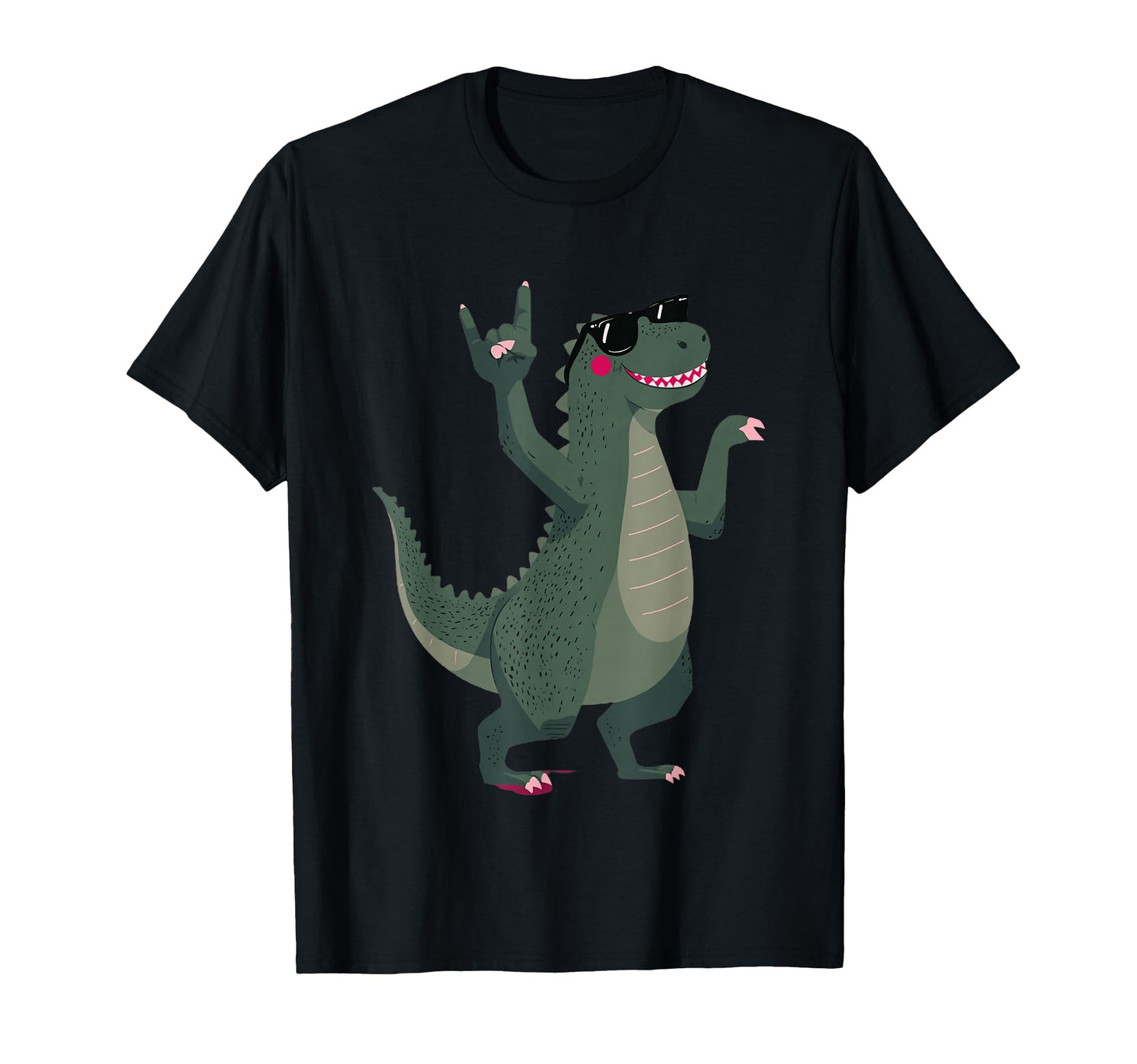 Dinosaur T Rex Rock Hand Sign T-Shirt - Casual Everyday Wear for Adults - T-Shirt, Sweatshirt, Hoodie