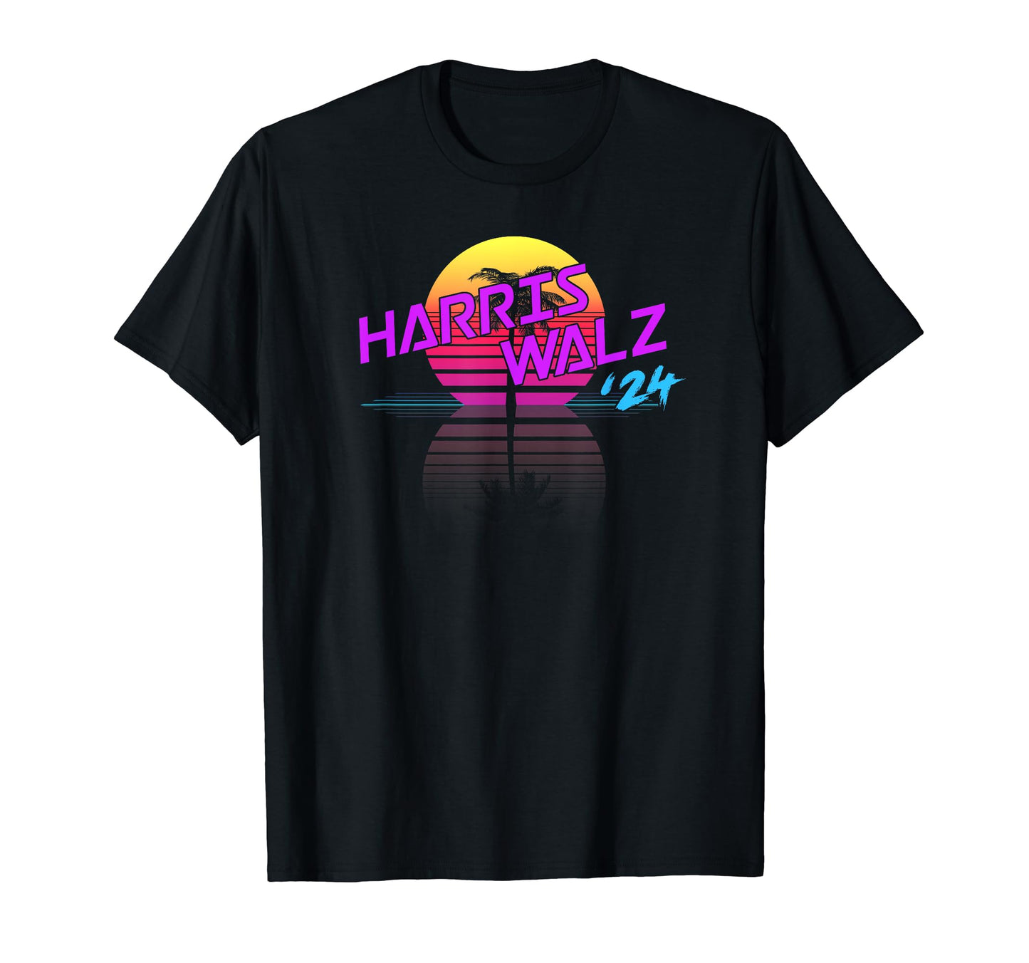 Harris Walz 24 Synthwave Outrun 80S 90S T-Shirt - Minimalist Print Unisex - T-Shirt, Sweatshirt, Hoodie