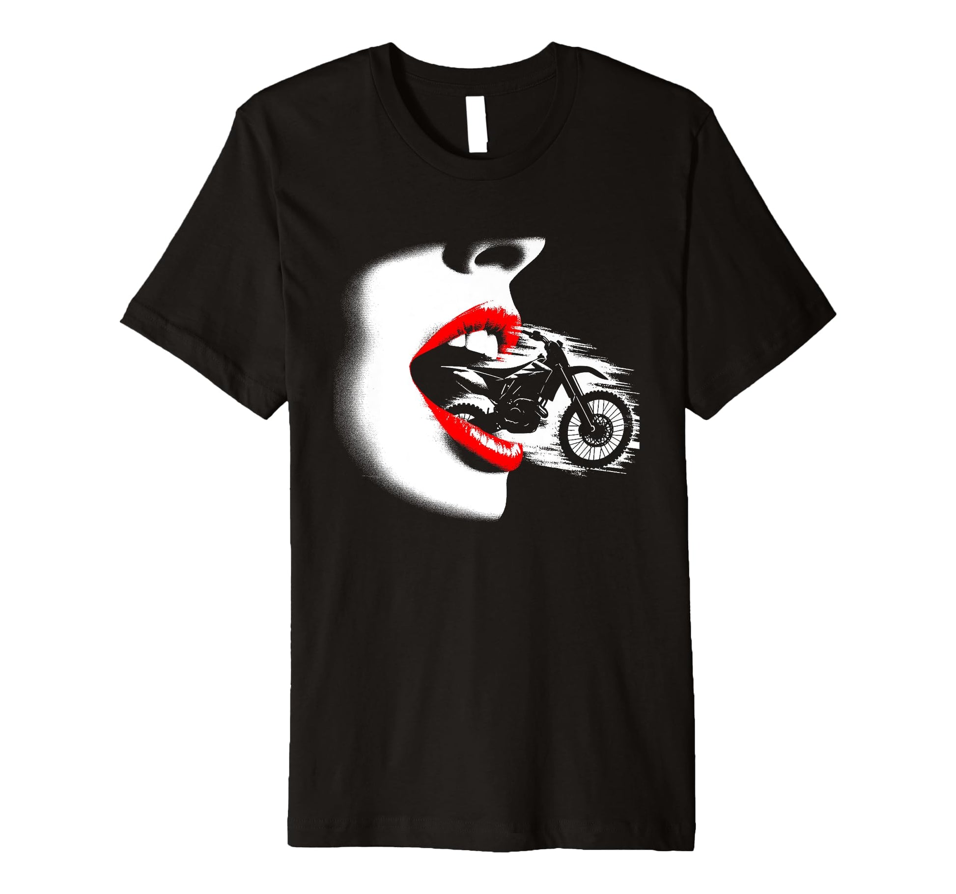 Red Lips Dirt Bike Motorcycle Lover T-Shirt - Unique Graphic Unisex - T-Shirt, Sweatshirt, Hoodie
