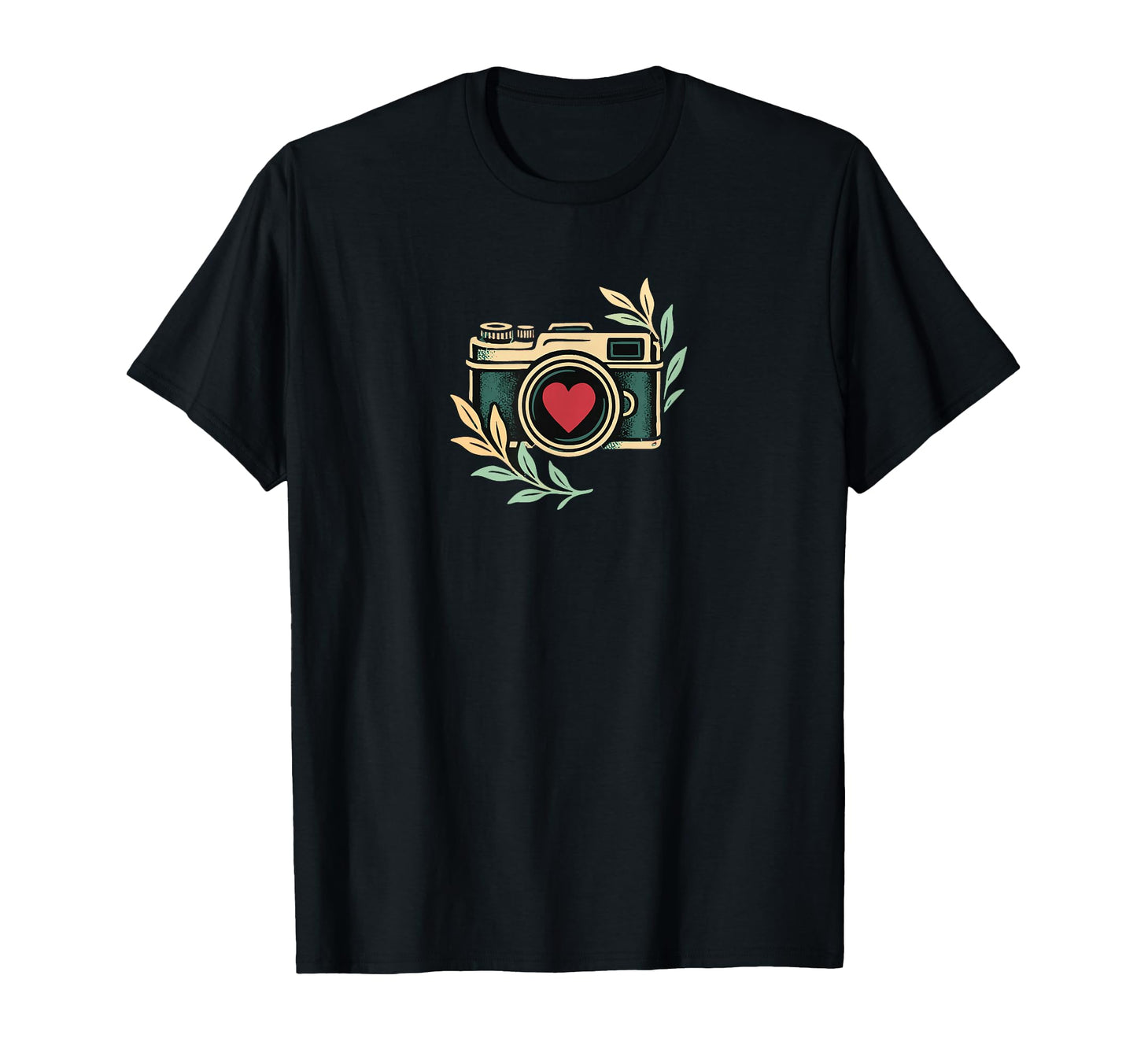 Camera Heart Lens Leaves Nature T-Shirt - Aesthetic Graphic Men Women - T-Shirt, Sweatshirt, Hoodie