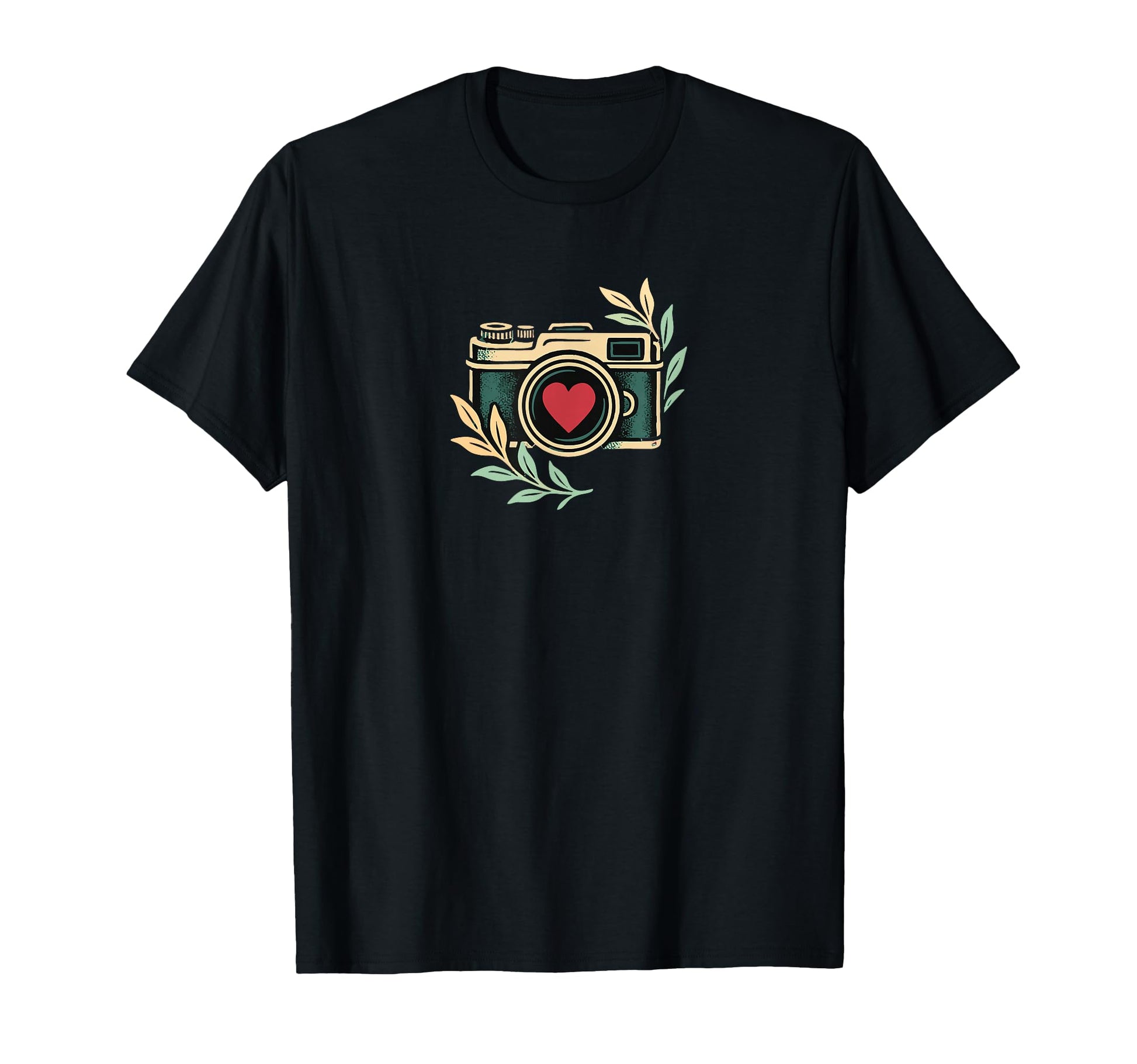 Camera Heart Lens Leaves Nature T-Shirt - Aesthetic Graphic Men Women - T-Shirt, Sweatshirt, Hoodie