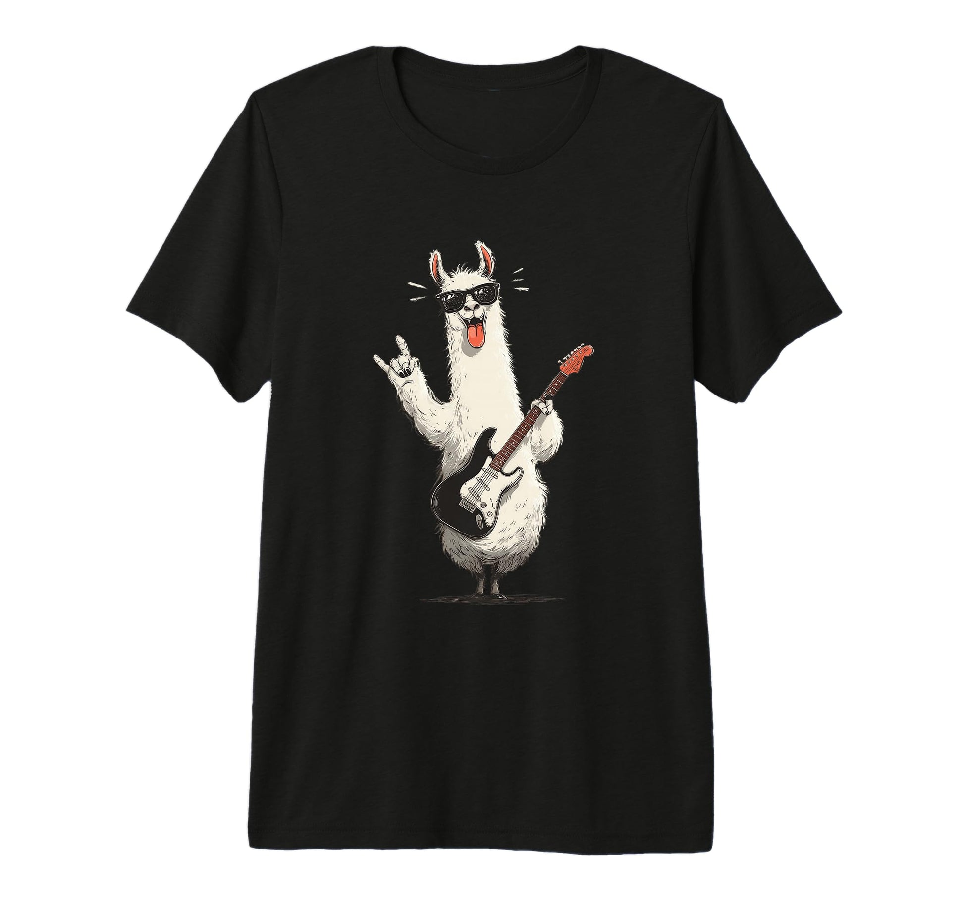 Llama Playing Guitar Rock Music Tri T-Shirt - Casual Everyday Wear Unisex - T-Shirt, Sweatshirt, Hoodie
