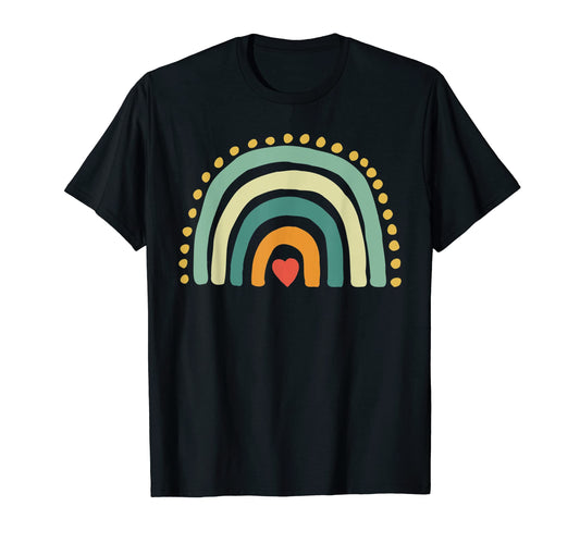 Blue Hippie Boho Rainbow Heart T-Shirt - Minimalist Print Men Women - T-Shirt, Sweatshirt, Hoodie