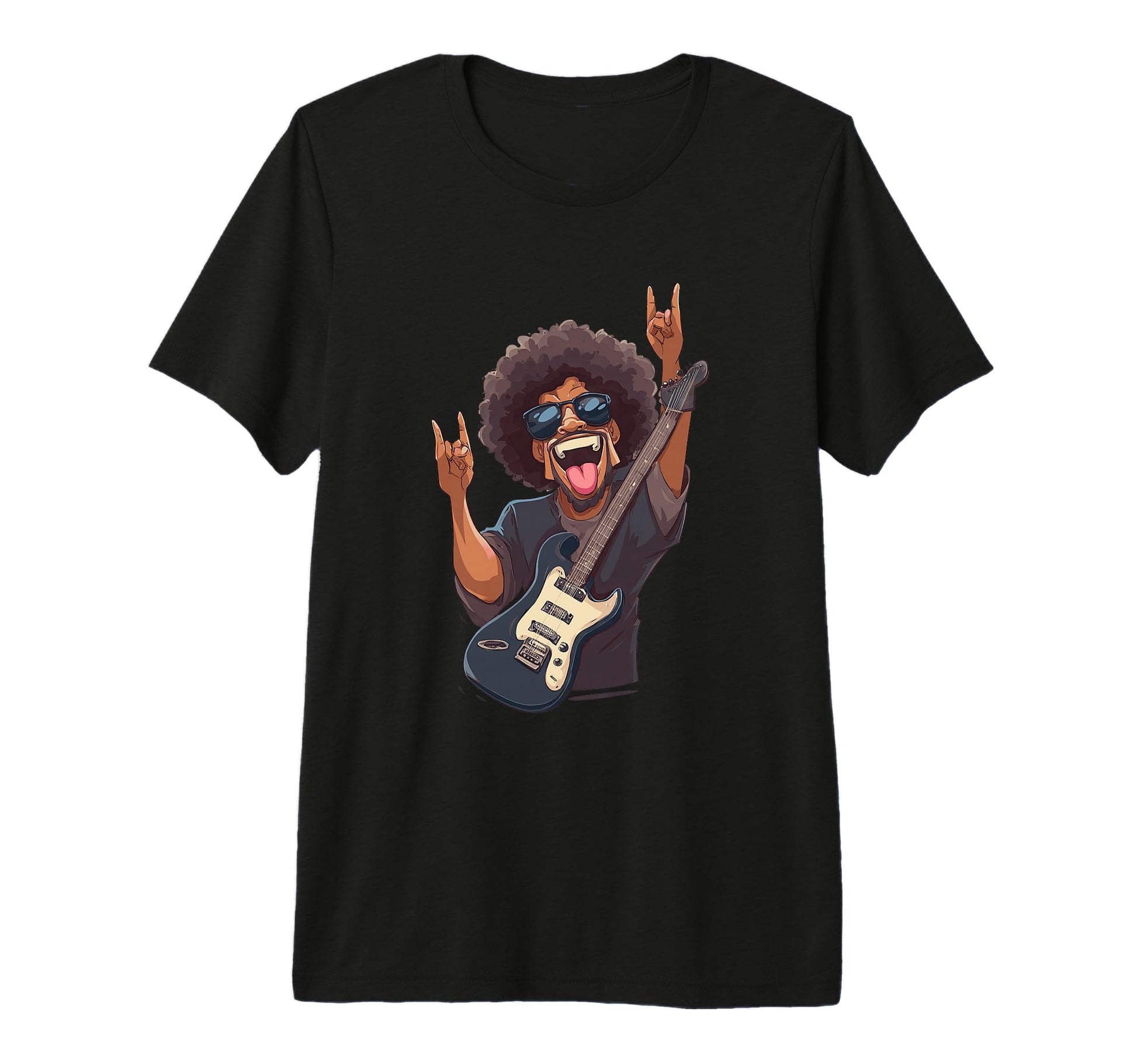 Rock Guitarist Afro Hairstyle Sunglasses T-Shirt - Unique Graphic Unisex - T-Shirt, Sweatshirt, Hoodie