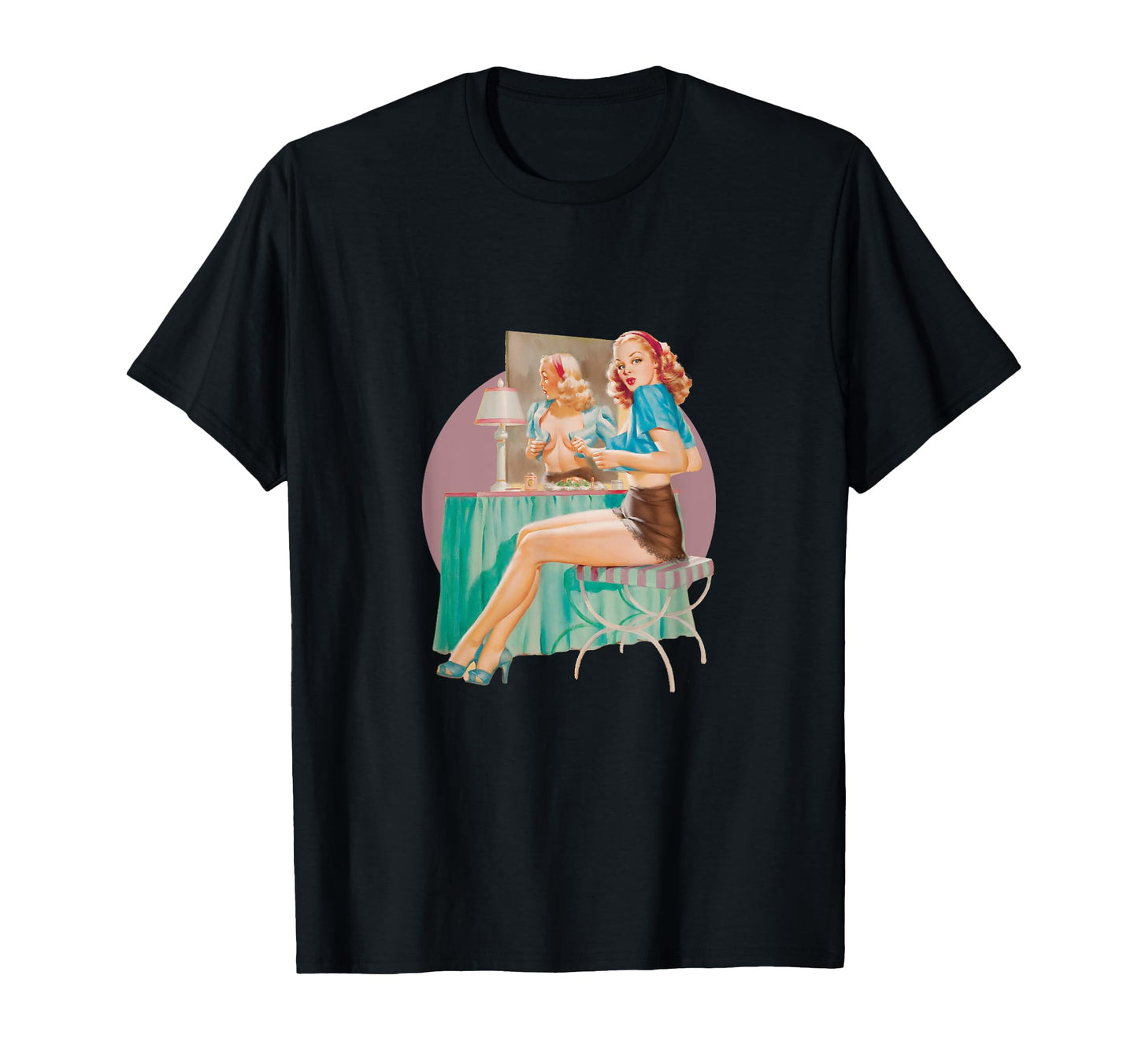 1940S Pin Up Sexy American Art T-Shirt - Aesthetic Graphic for Adults - T-Shirt, Sweatshirt, Hoodie