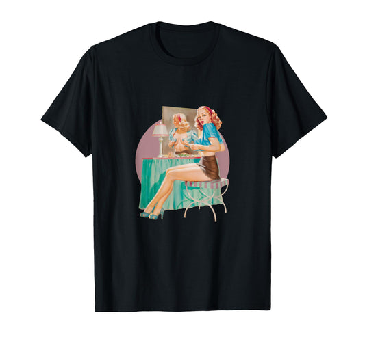 1940S Pin Up Sexy American Art T-Shirt - Aesthetic Graphic for Adults - T-Shirt, Sweatshirt, Hoodie