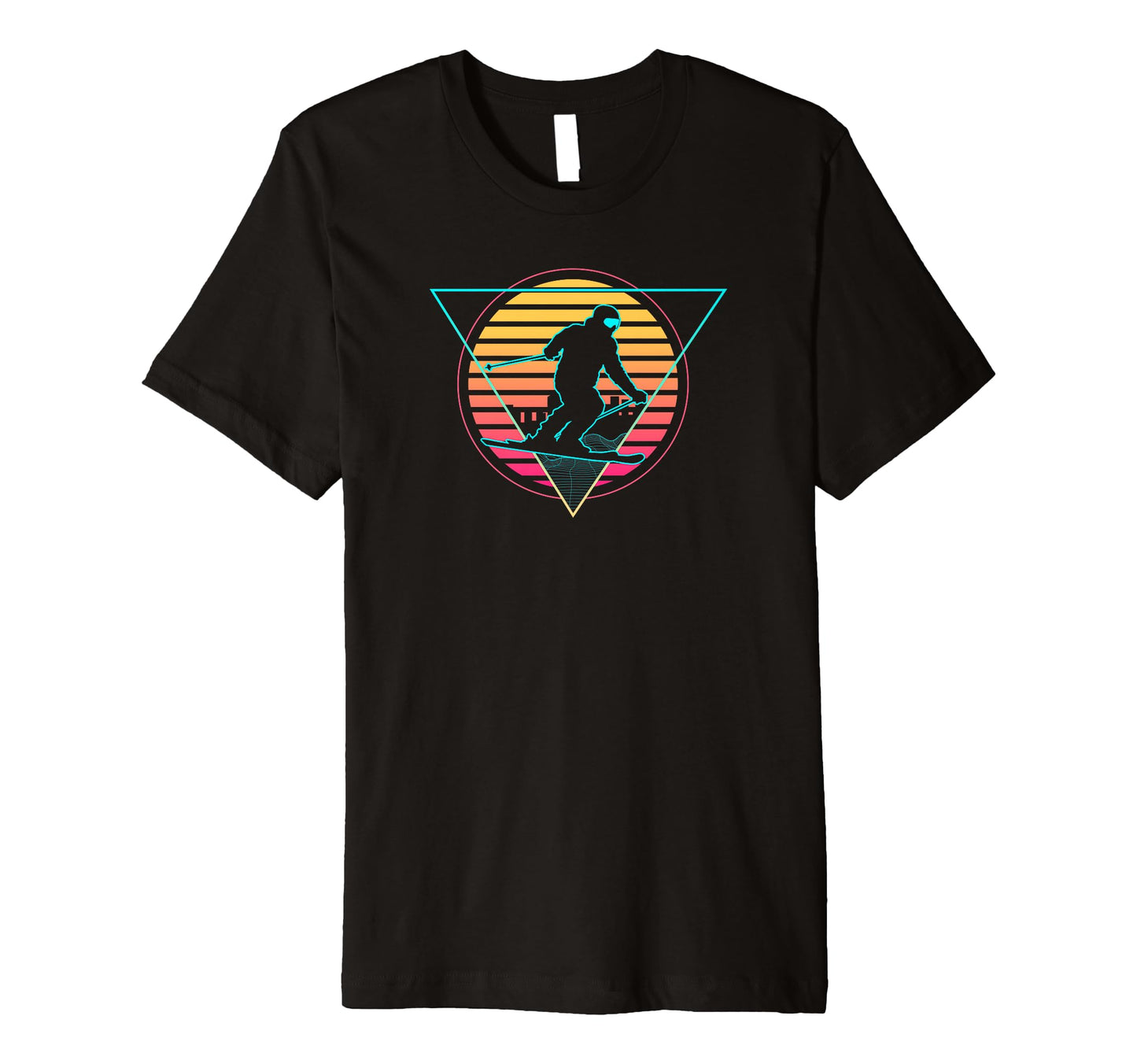 Ski Futuristic Synthwave Vaporwave Skiing T-Shirt - Unique Graphic Unisex - T-Shirt, Sweatshirt, Hoodie