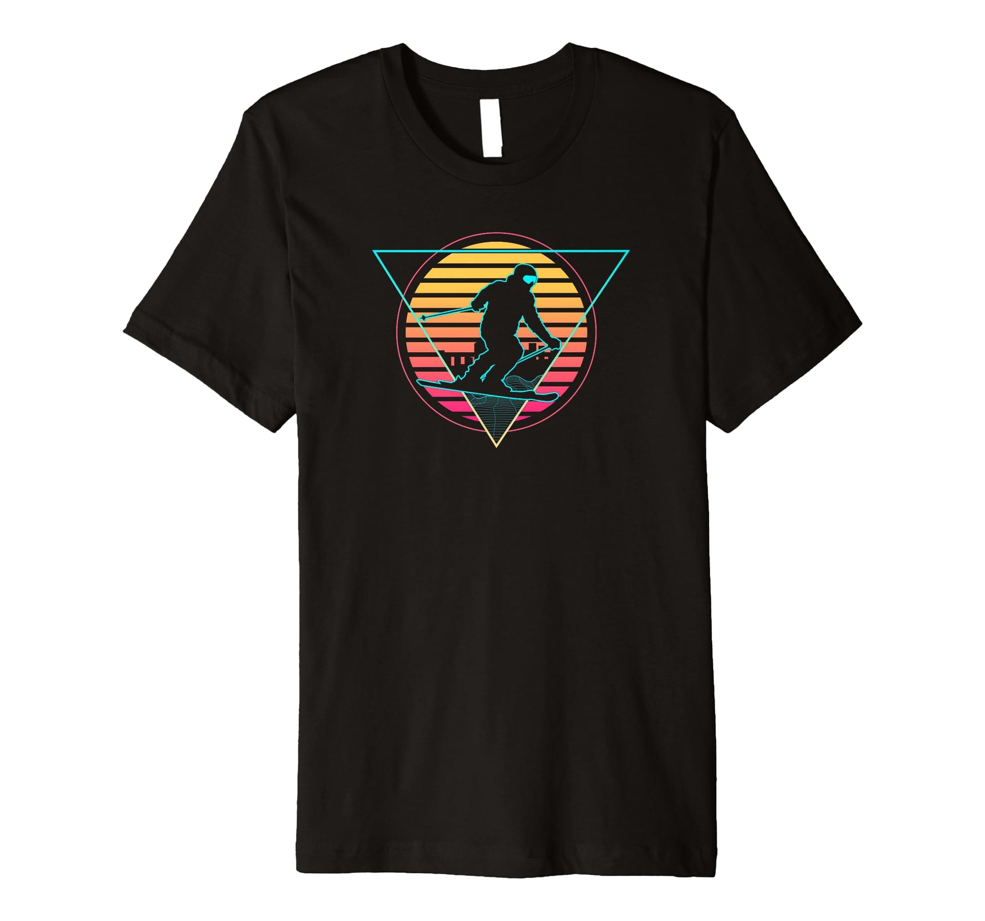 Ski Futuristic Synthwave Vaporwave Skiing T-Shirt - Unique Graphic Unisex - T-Shirt, Sweatshirt, Hoodie