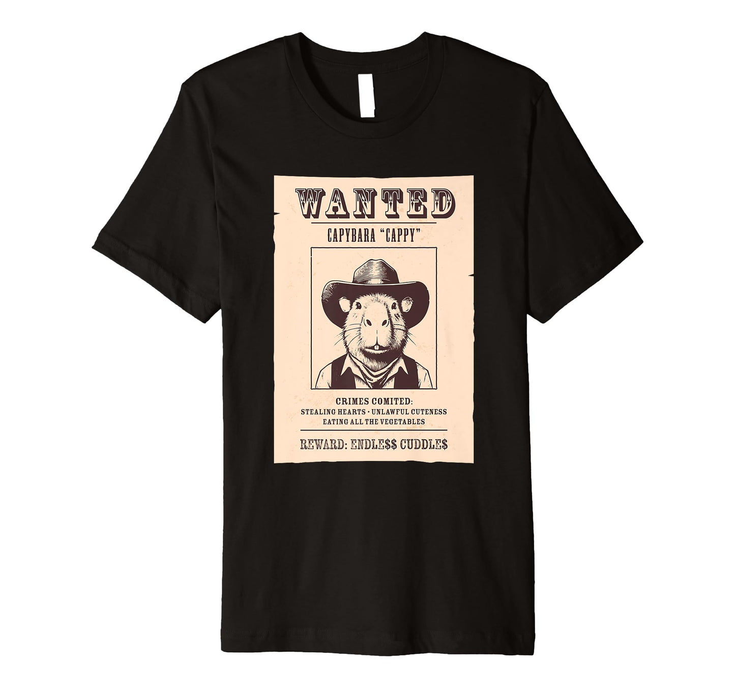 Capybara Cowboy Wanted T-Shirt - Streetwear Style Unisex - T-Shirt, Sweatshirt, Hoodie
