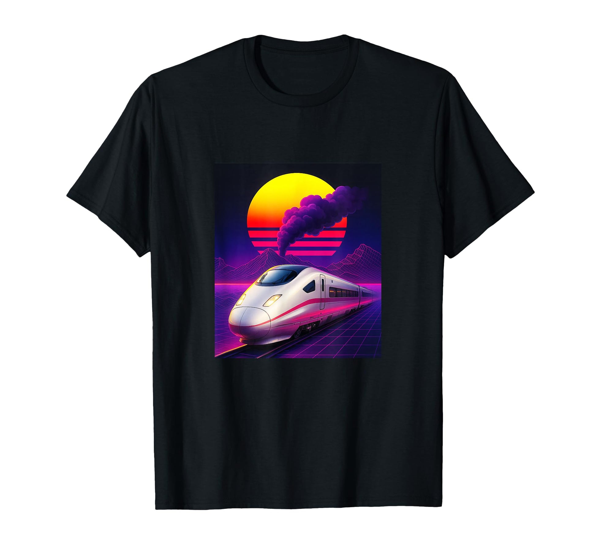 Bullet Train Vaporwave Aesthetic Sunset T-Shirt - Graphic Print for Adults - T-Shirt, Sweatshirt, Hoodie
