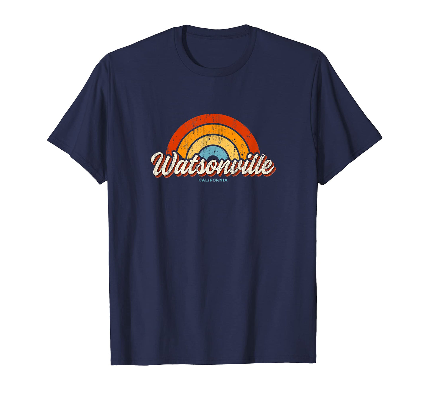 Watsonville California Ca Rainbow 70S T-Shirt - Custom Art Print Unisex - T-Shirt, Sweatshirt, Hoodie