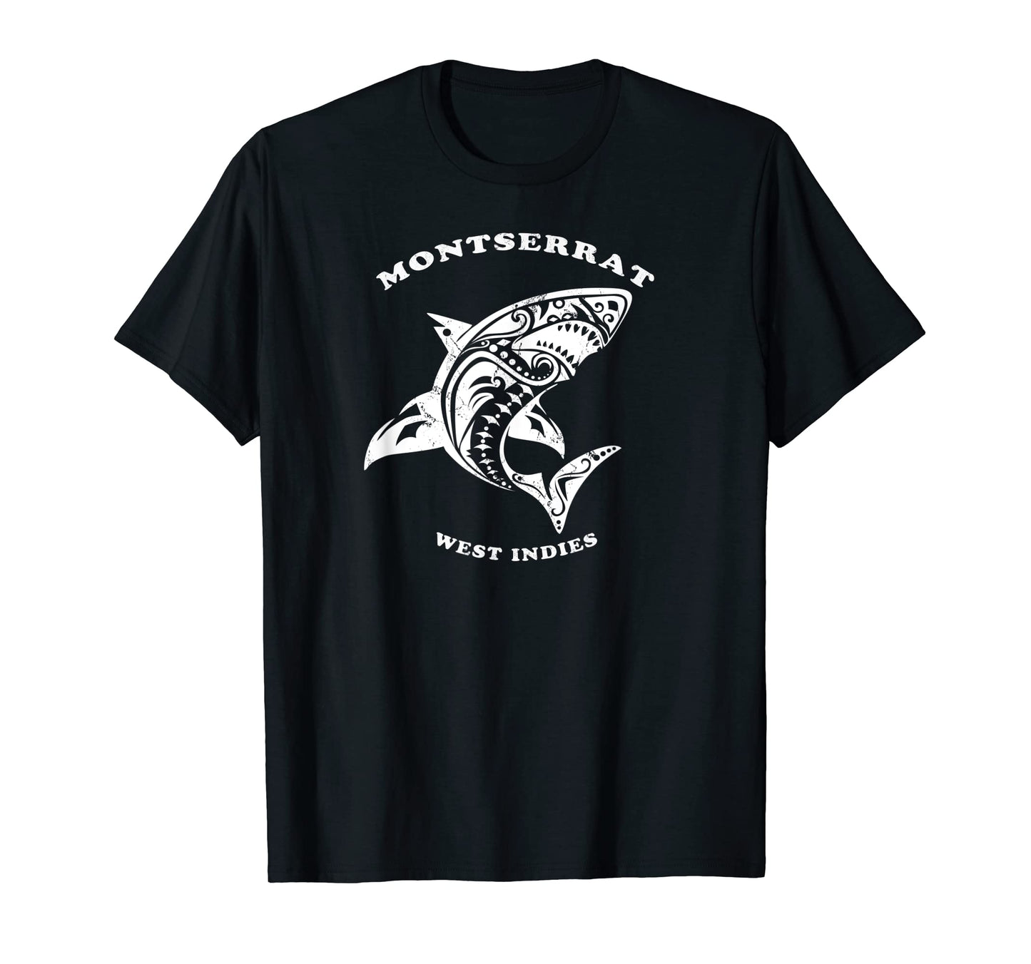 Montserrat West Indies Tribal Shark T-Shirt - Minimalist Print Unisex - T-Shirt, Sweatshirt, Hoodie
