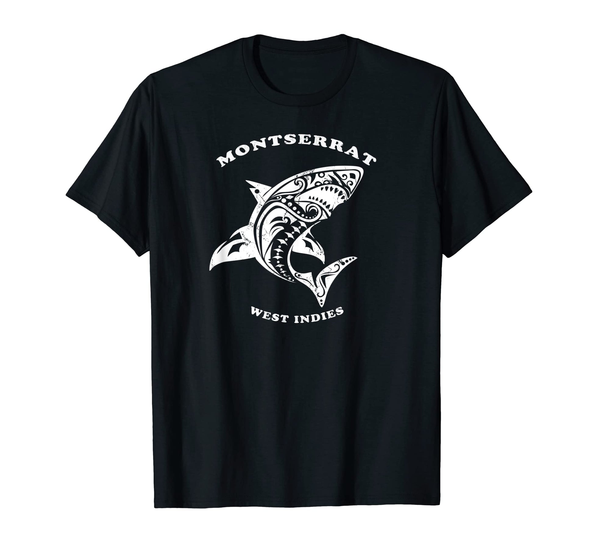 Montserrat West Indies Tribal Shark T-Shirt - Minimalist Print Unisex - T-Shirt, Sweatshirt, Hoodie