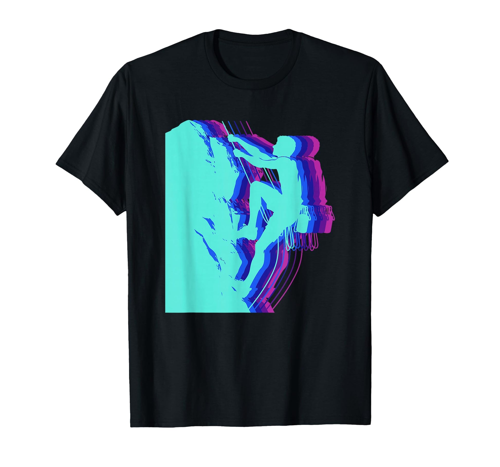 Glitch Art Rock Climber Silhouette T-Shirt - Graphic Print Men Women - T-Shirt, Sweatshirt, Hoodie