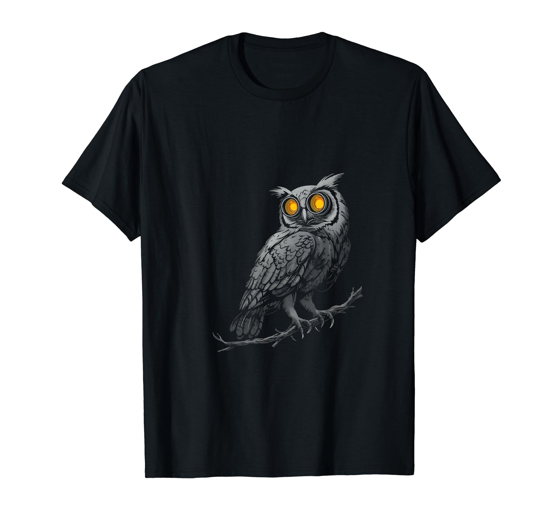 Owl Branch Camera Lenses As Eyes T-Shirt - Trendy Graphic Unisex - T-Shirt, Sweatshirt, Hoodie